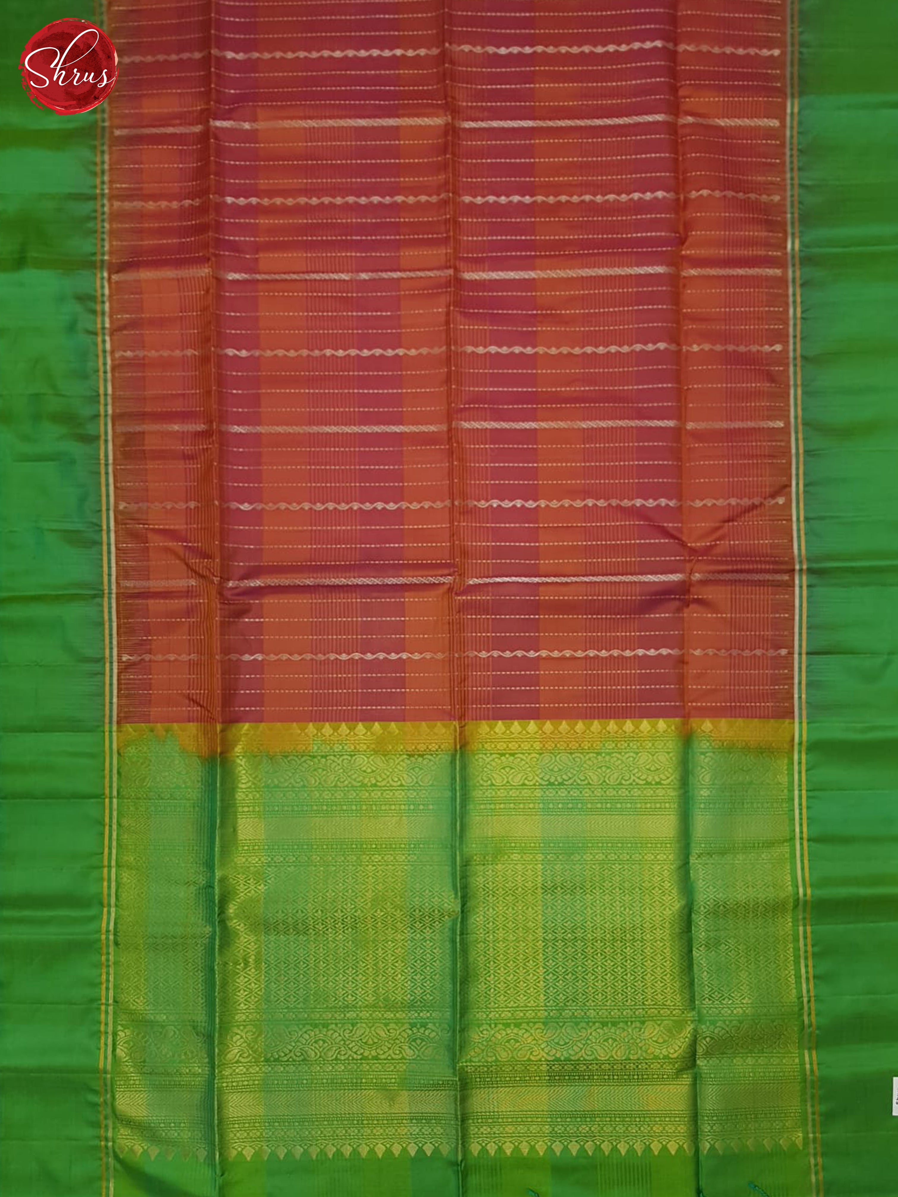 Orangish Pink & Green - Soft Silk Saree - Shop on ShrusEternity.com