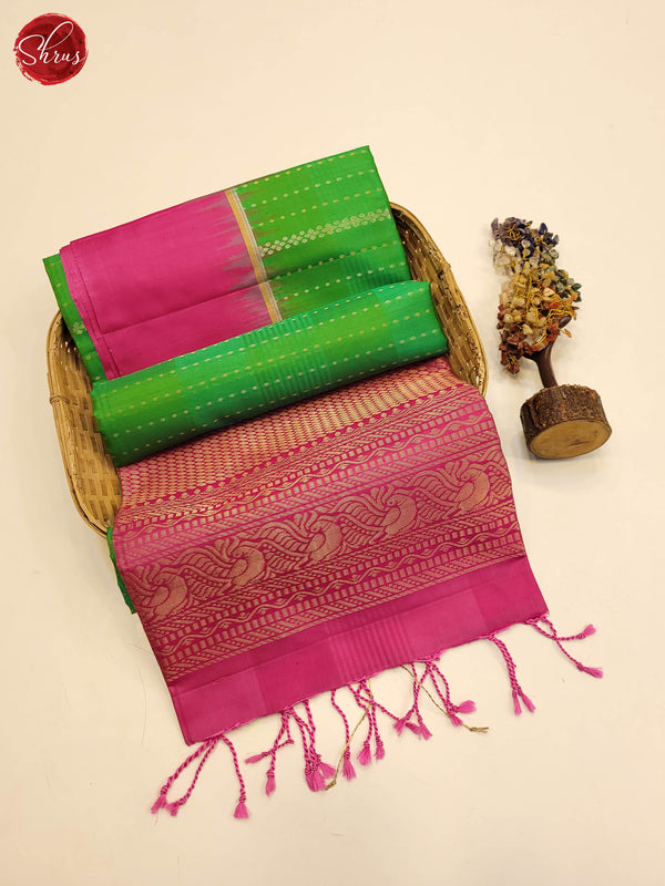 Green and pink-Soft silk Saree - Shop on ShrusEternity.com