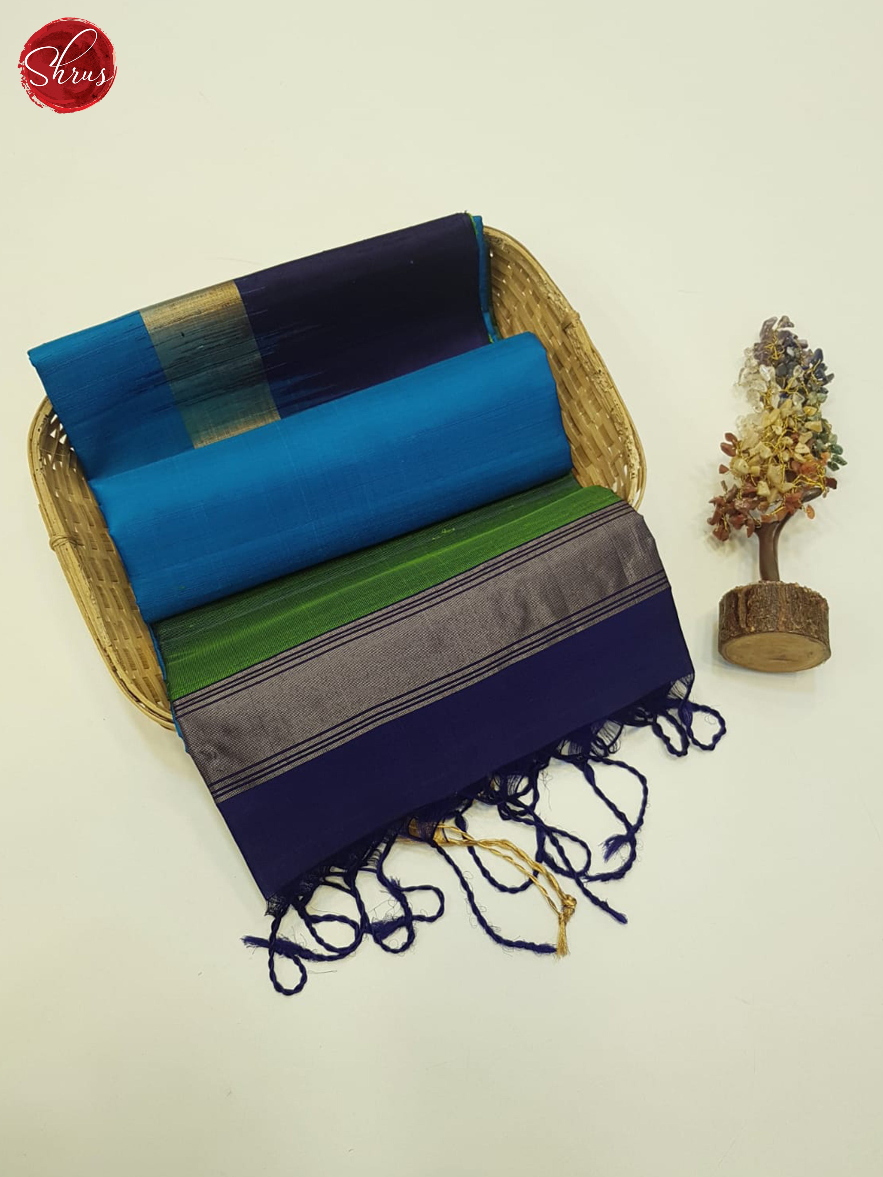 Blue & Green - Soft Silk Saree - Shop on ShrusEternity.com