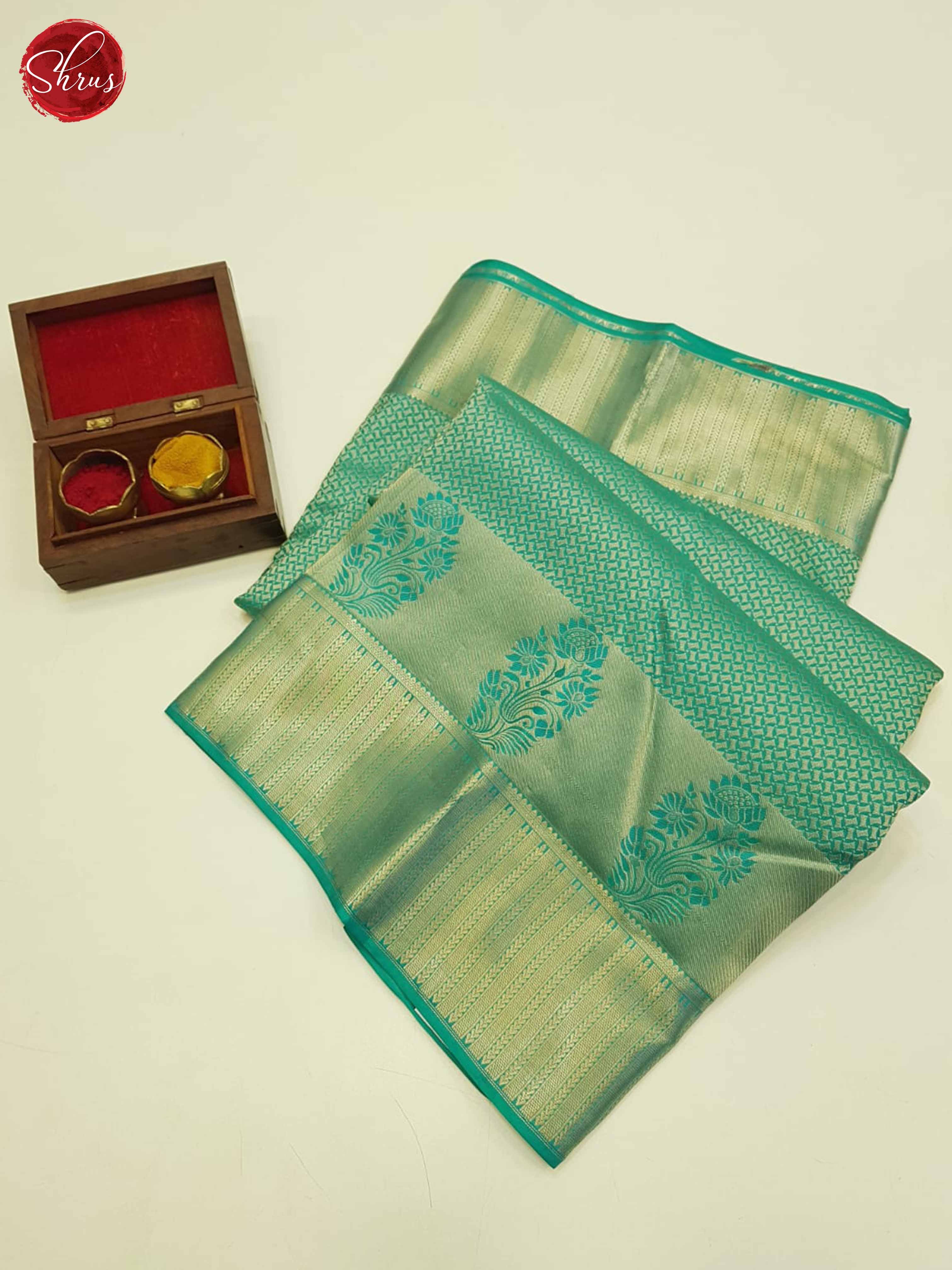 Teal Green(Single Tone)- kanchipuram Silk Saree - Shop on ShrusEternity.com