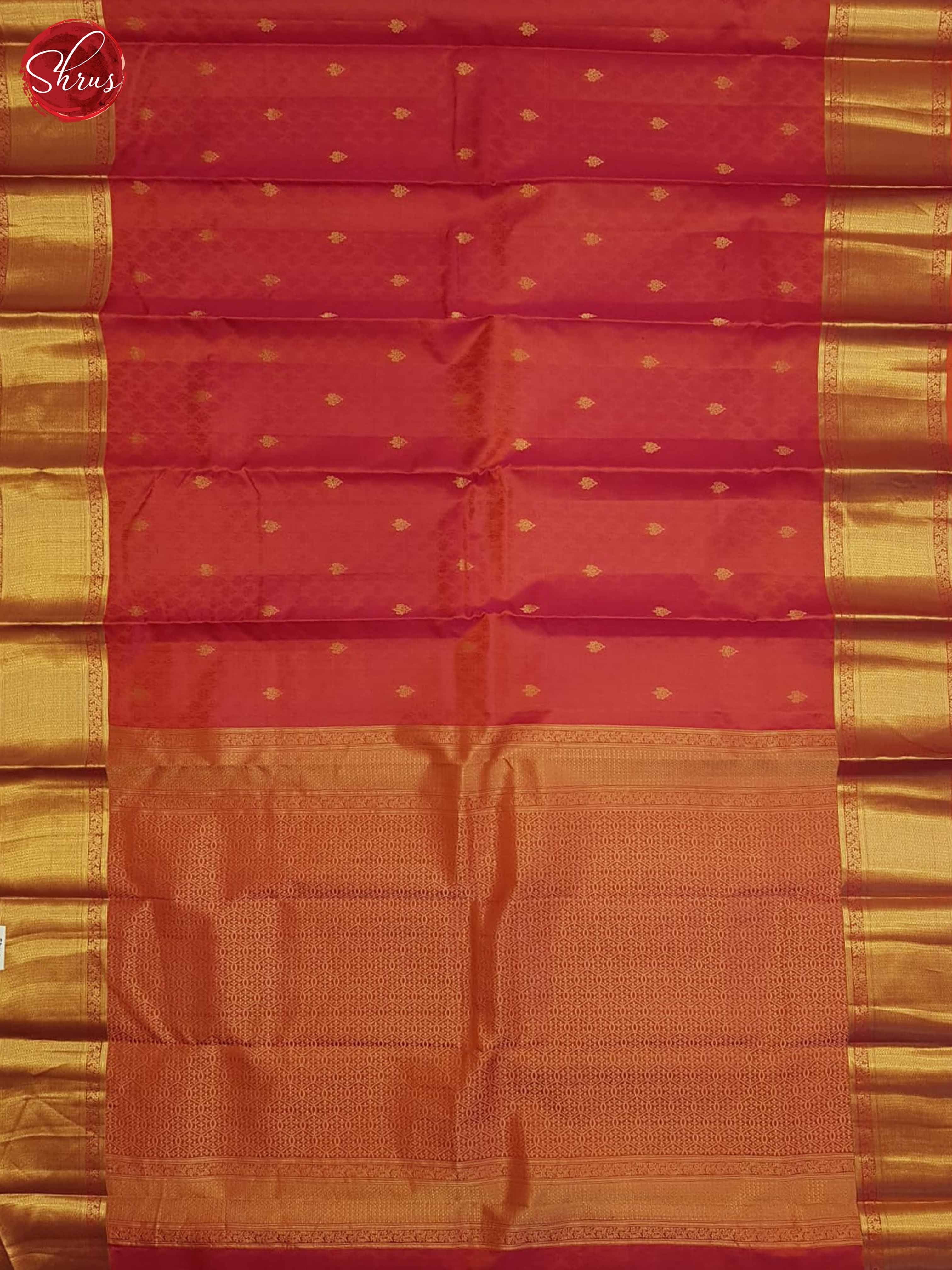 Orangish Pink(Single Tone)- Kanchipuram Silk Saree - Shop on ShrusEternity.com