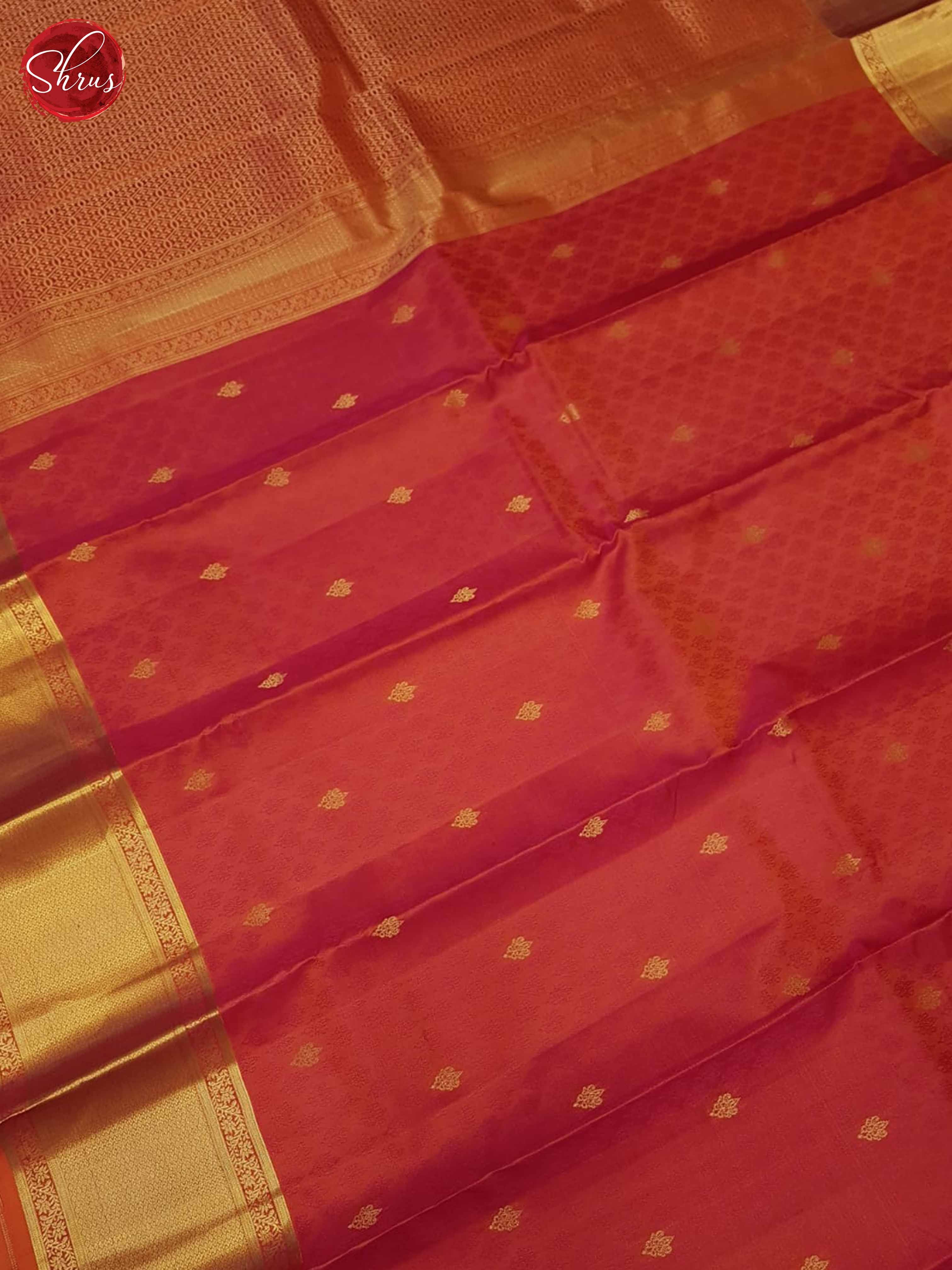 Orangish Pink(Single Tone)- Kanchipuram Silk Saree - Shop on ShrusEternity.com