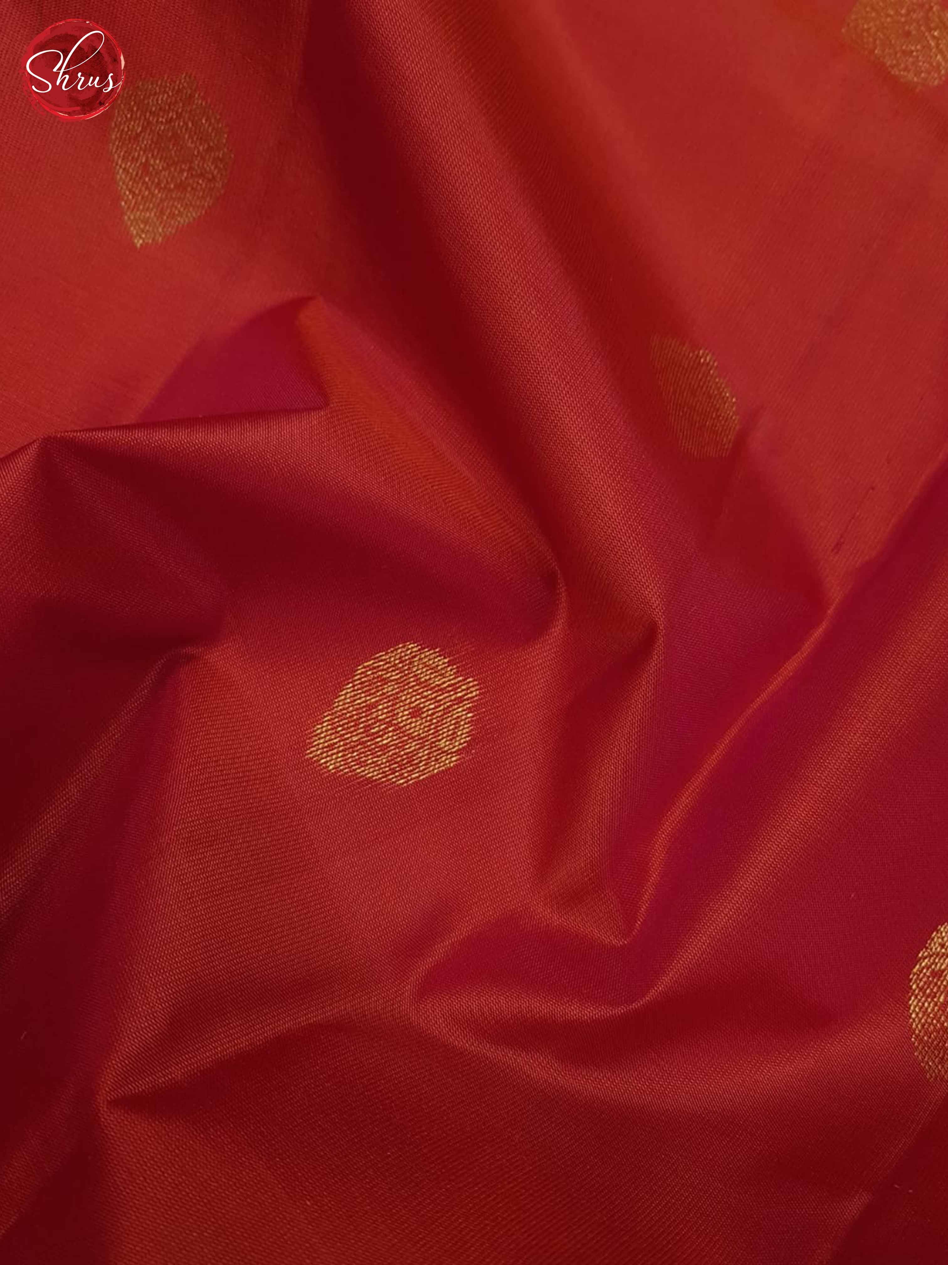 Orangish Red(SIngle Tone)- Kanchipuram Silk Saree - Shop on ShrusEternity.com