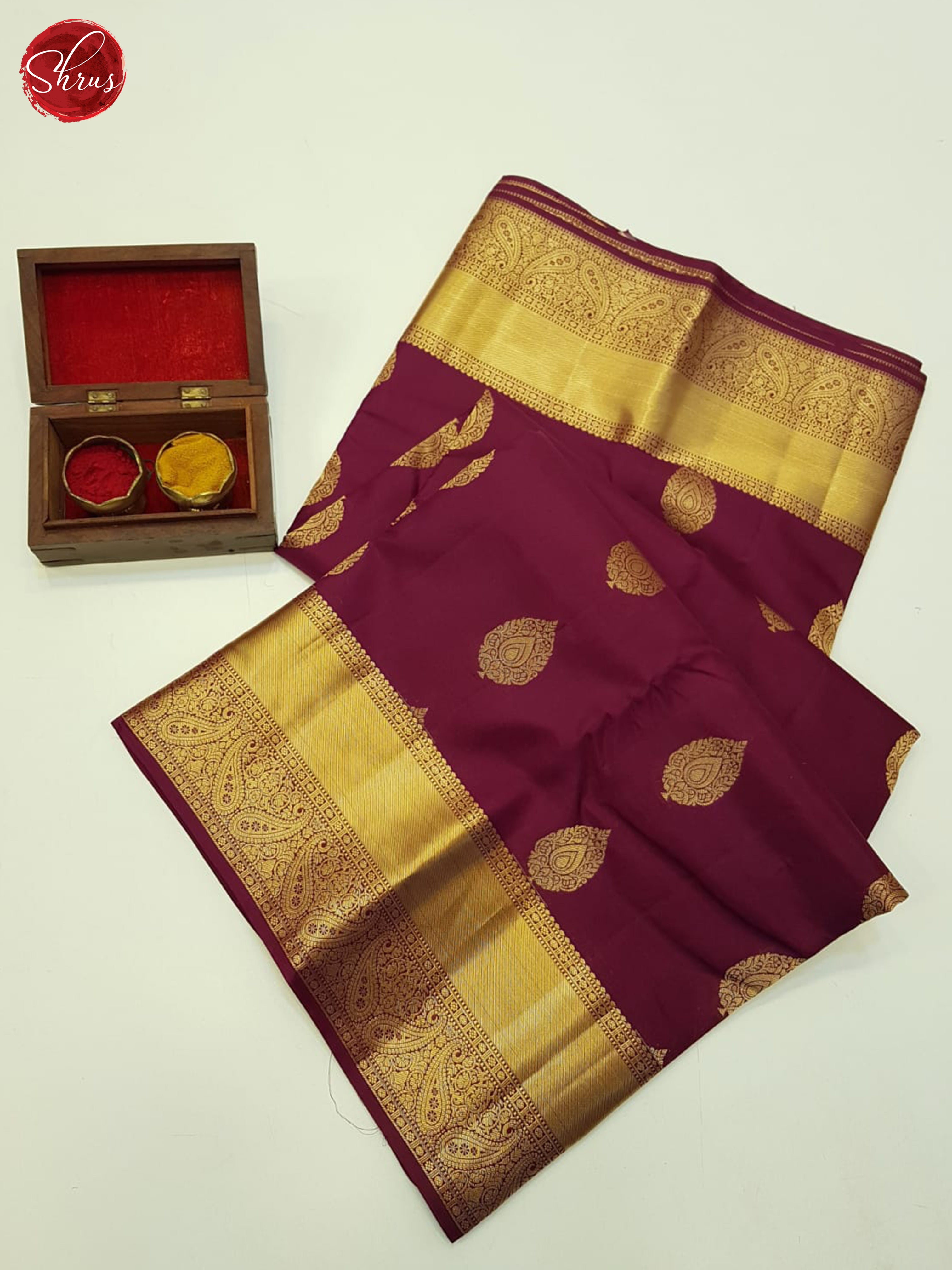 Maroon(Single Tone)- Kanchipuram silk - Shop on ShrusEternity.com