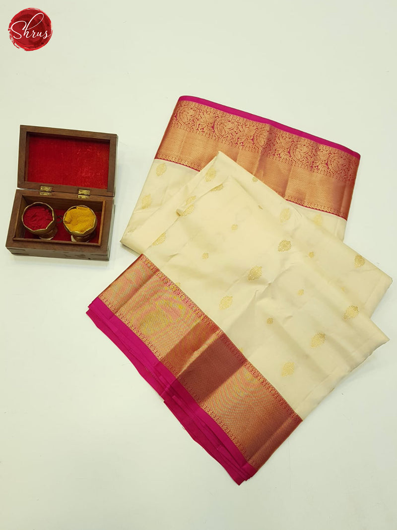 Cream & Pink - Kanchipuram silk - Shop on ShrusEternity.com