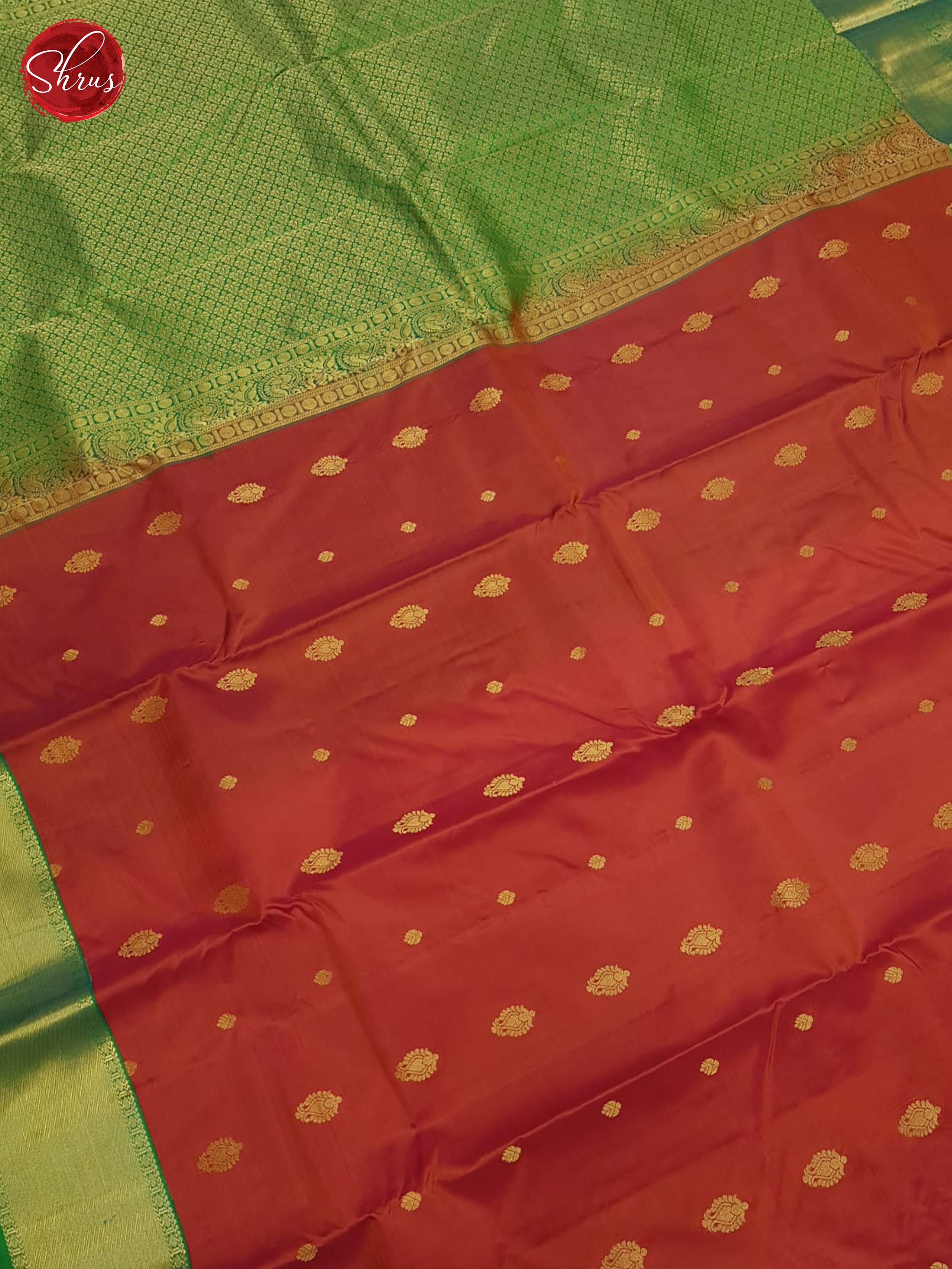 Orange & Green - Kanchipuram silk - Shop on ShrusEternity.com