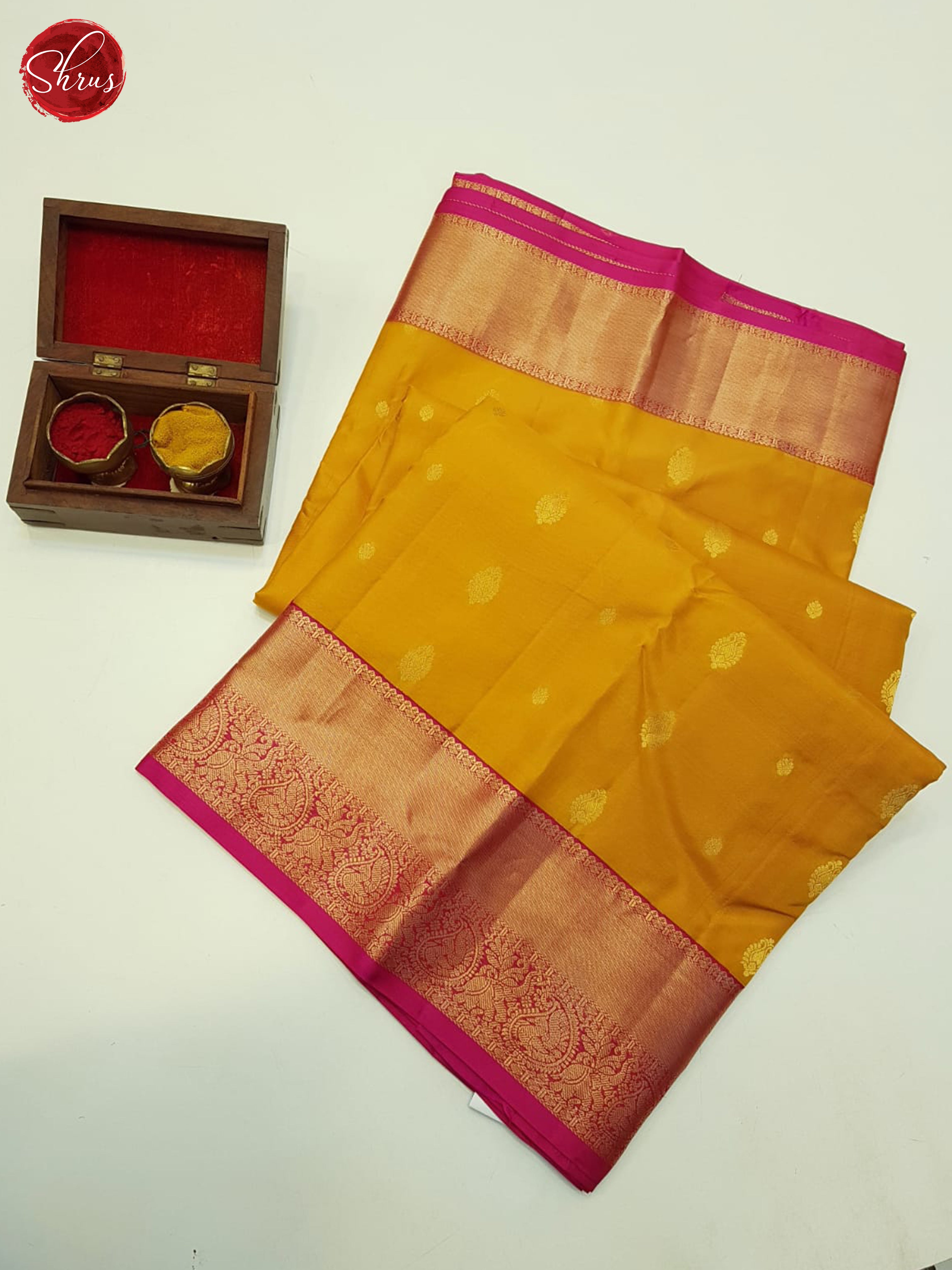 Mustard & Pink- Kanchipuram silk - Shop on ShrusEternity.com