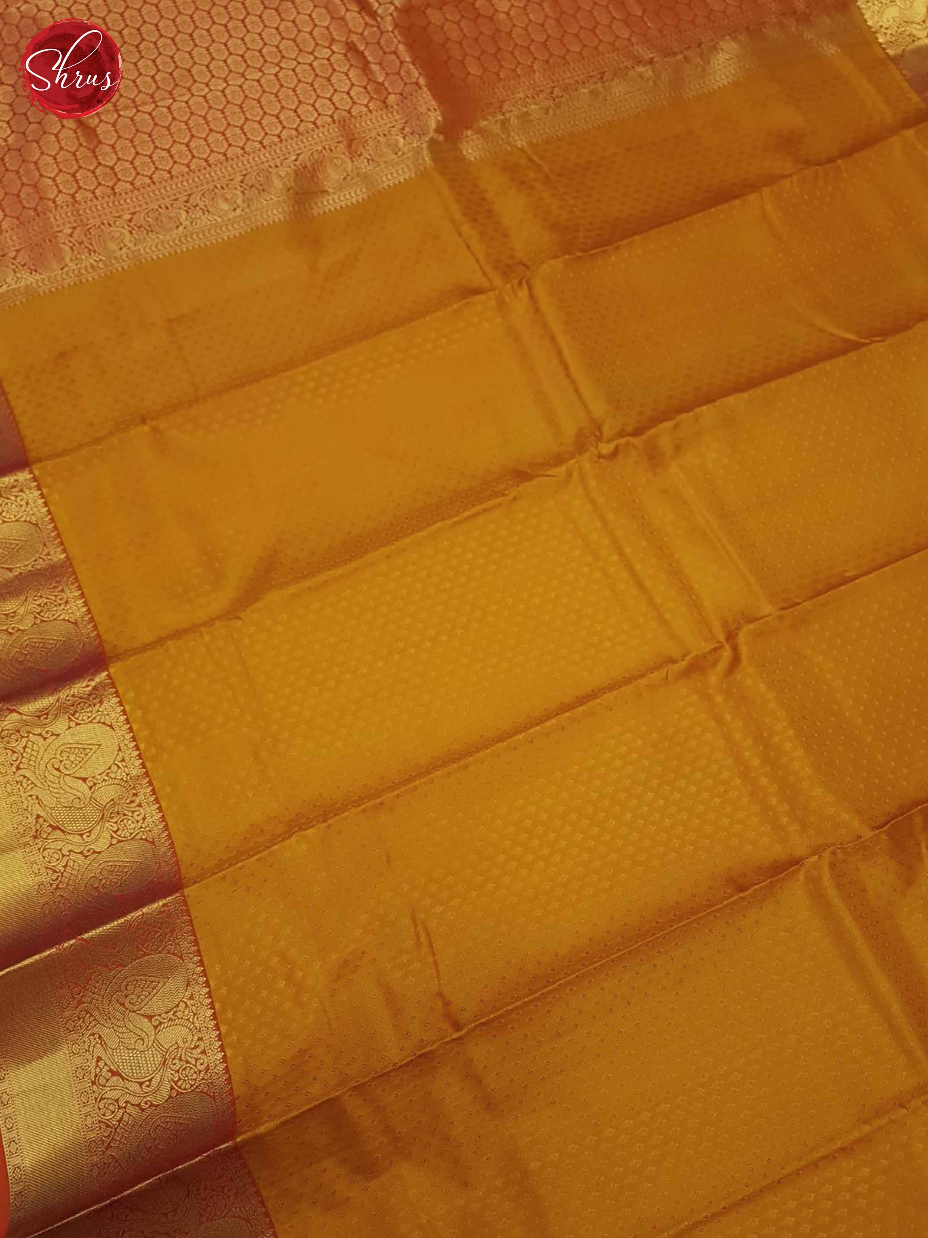 Mustard And Orange - Kanchipuram Silk Saree - Shop on ShrusEternity.com