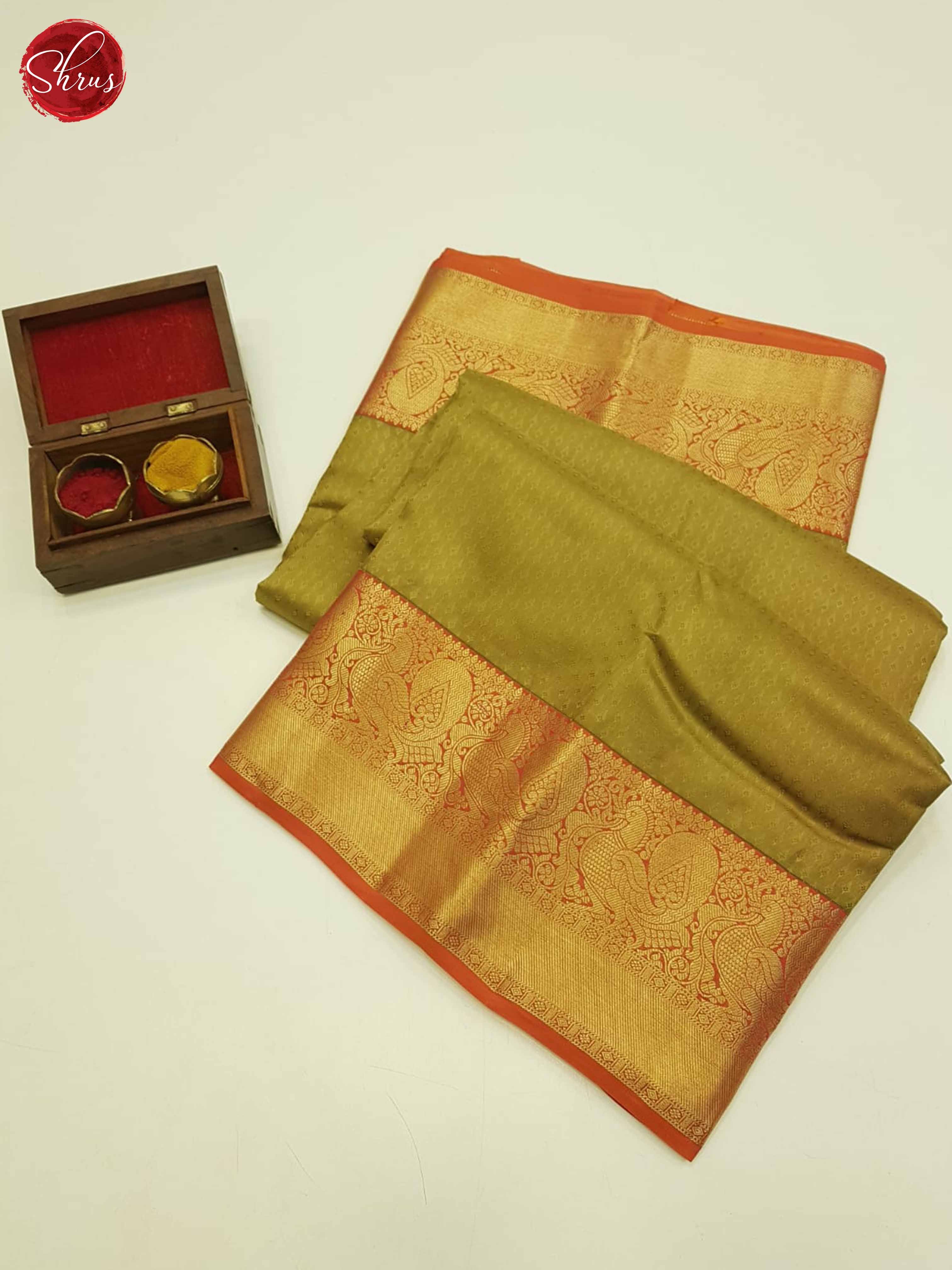 Green And Orange - Kanchipuram Silk Saree - Shop on ShrusEternity.com