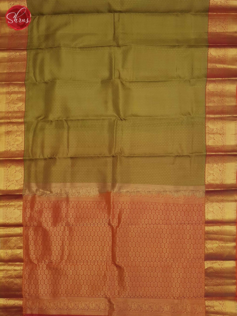 Green And Orange - Kanchipuram Silk Saree - Shop on ShrusEternity.com