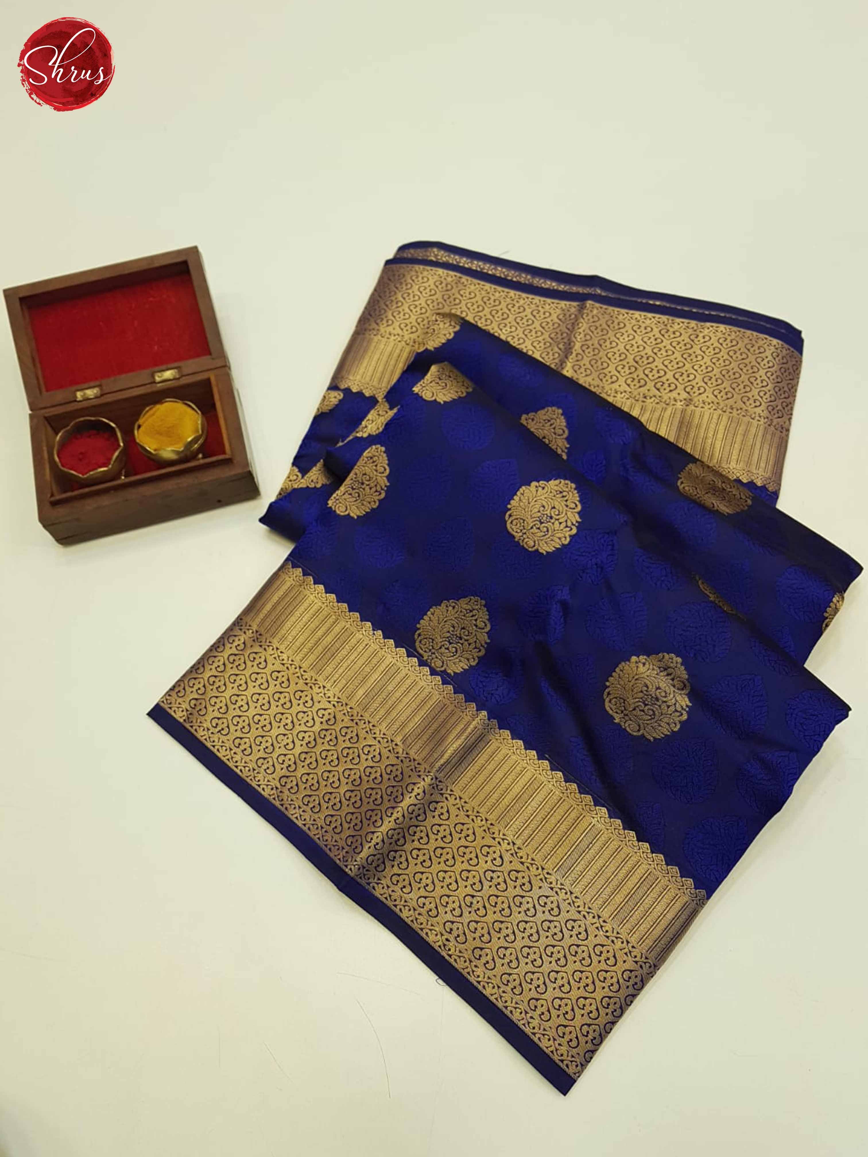 Blue(Single Tone)- Kanchipuram Silk Saree - Shop on ShrusEternity.com