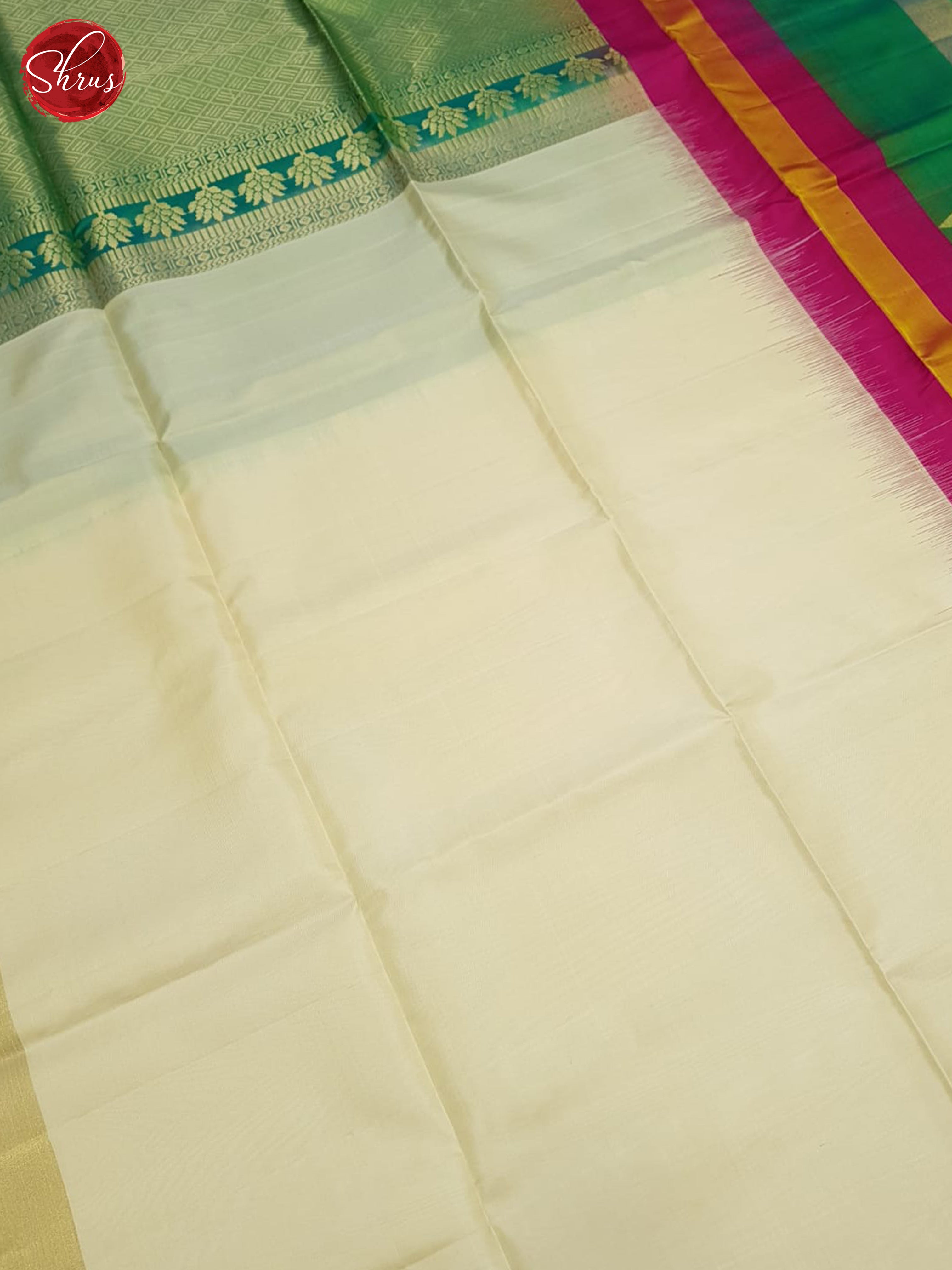 Cream & Green - Soft Silk Saree - Shop on ShrusEternity.com