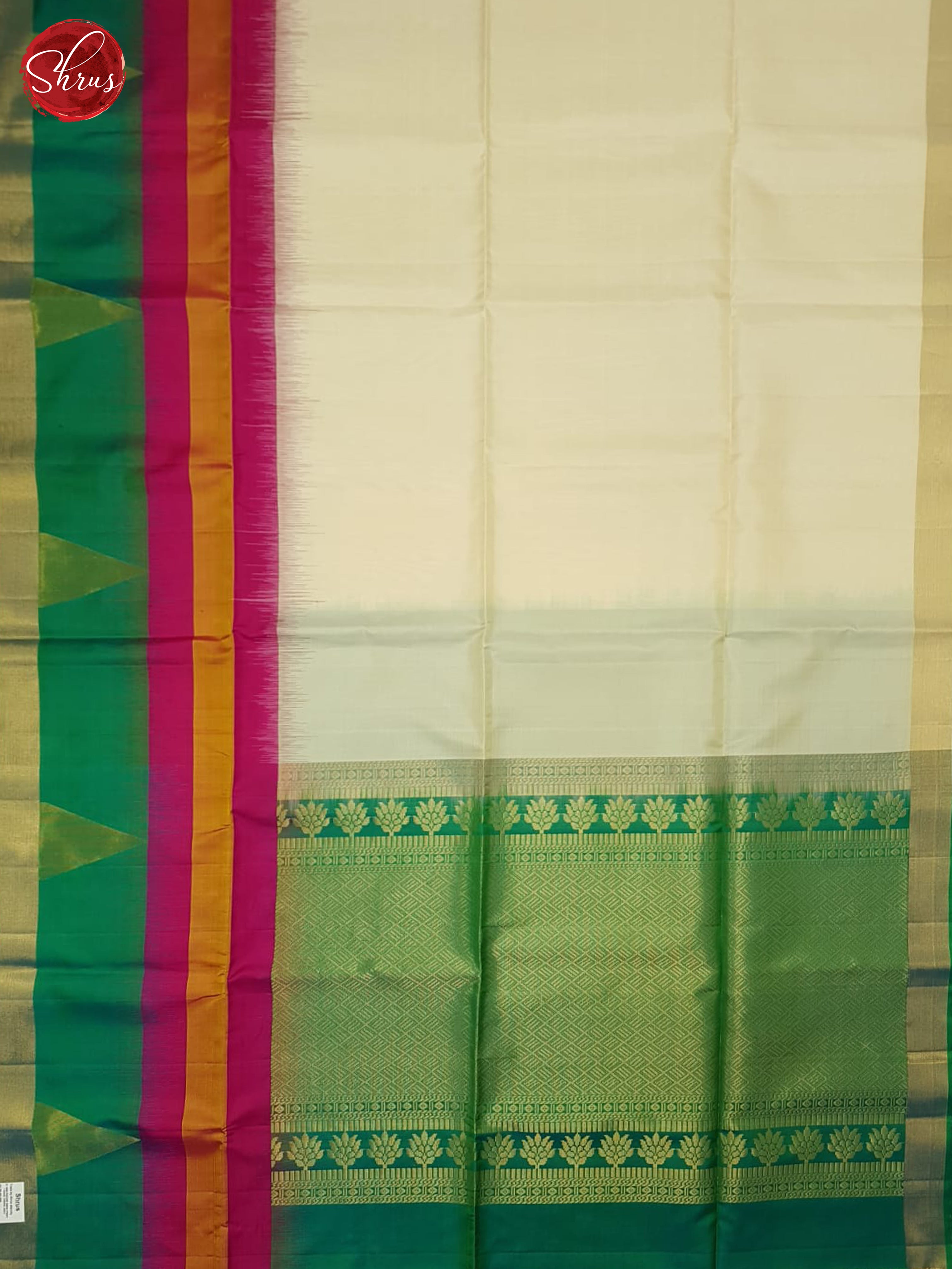 Cream & Green - Soft Silk Saree - Shop on ShrusEternity.com