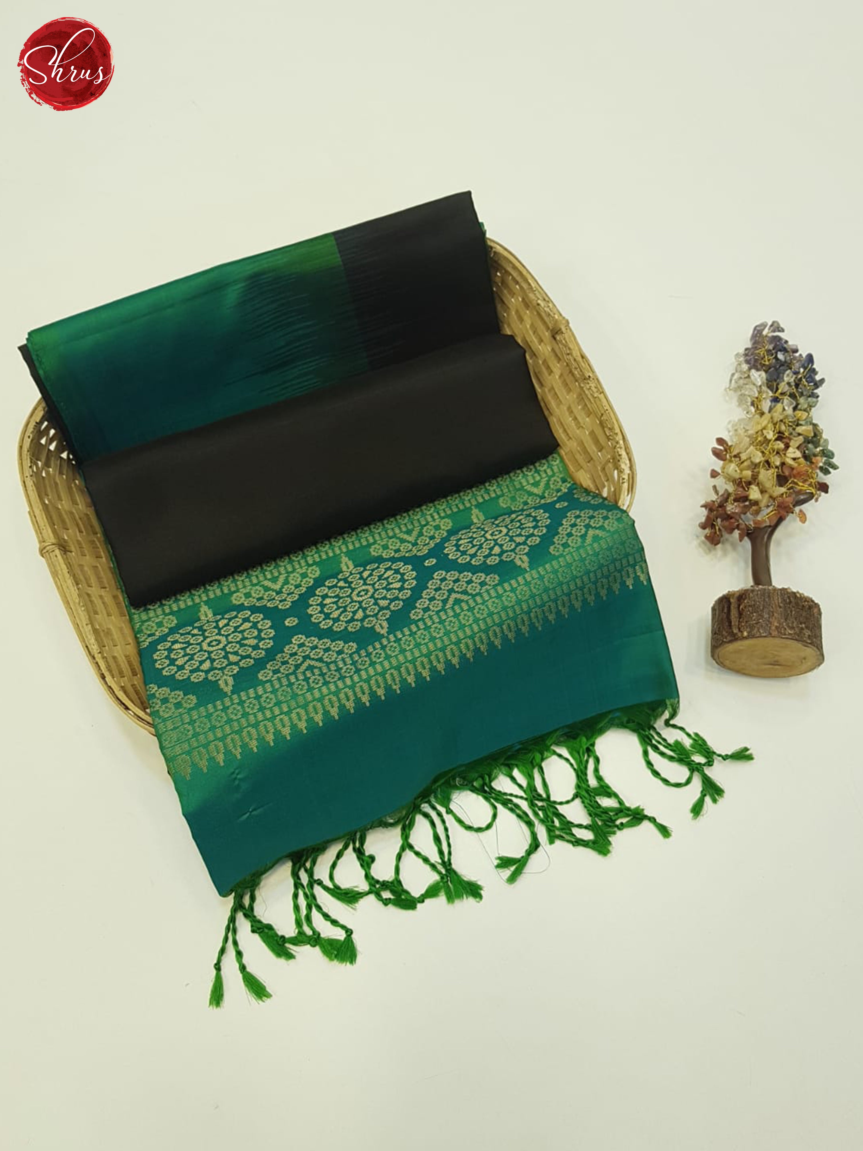 Black & Green - Soft Silk Saree - Shop on ShrusEternity.com