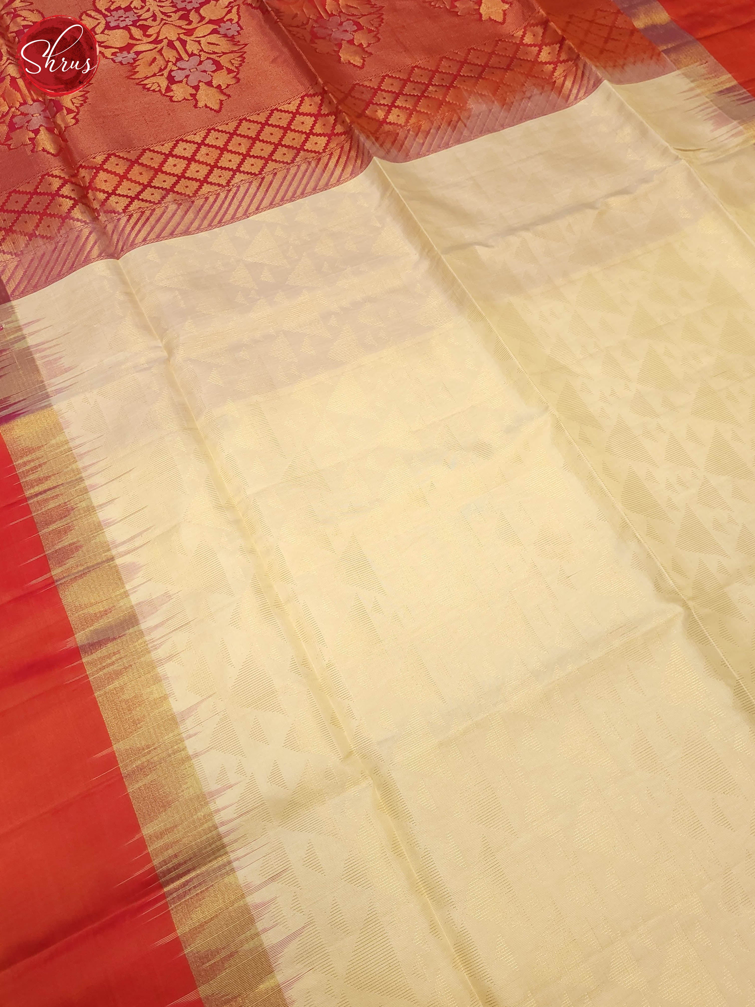 Cream and pink-Soft silk saree - Shop on ShrusEternity.com