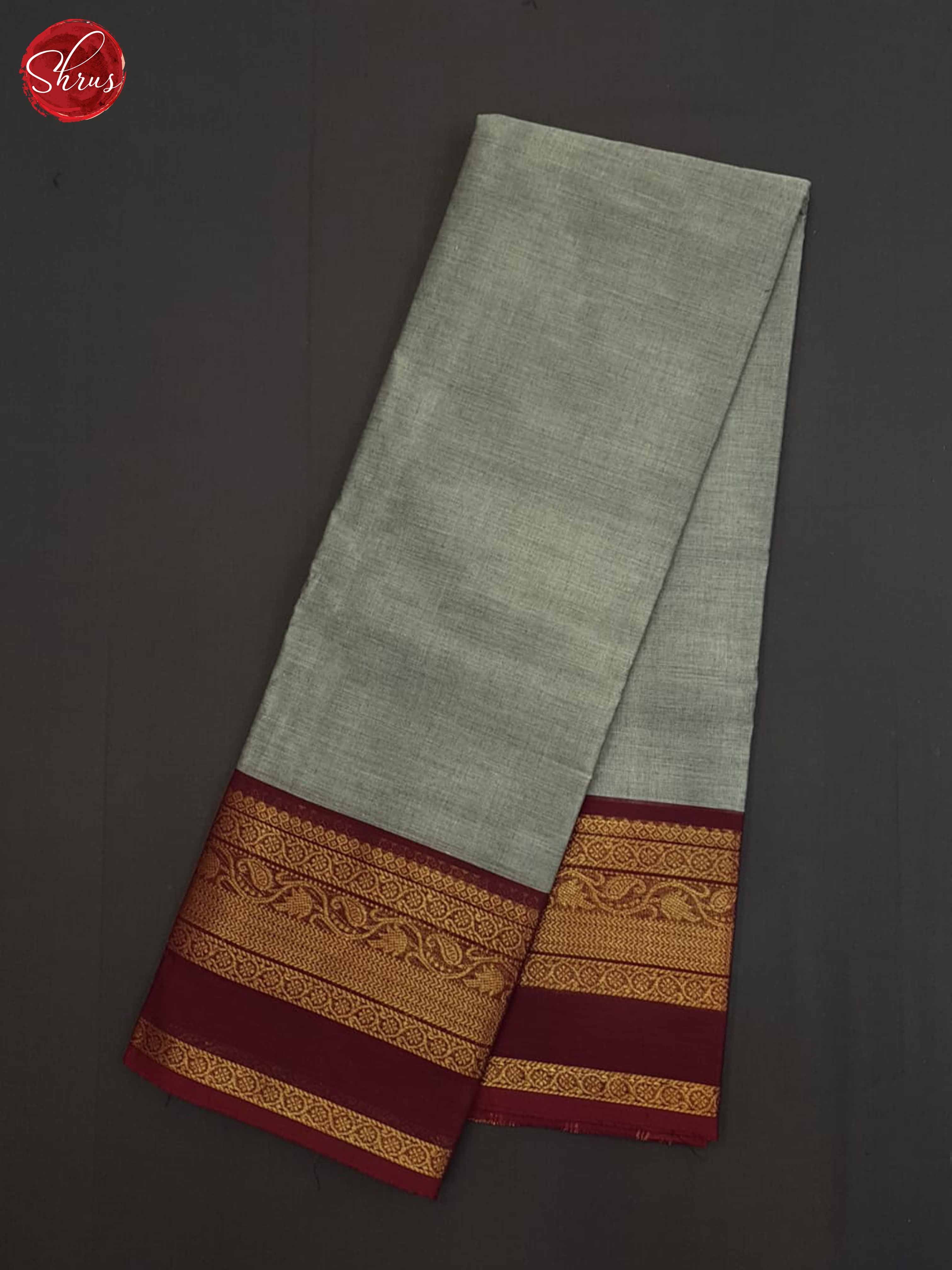 Grey And Araku Maroon- Chettinad Cotton Saree - Shop on ShrusEternity.com