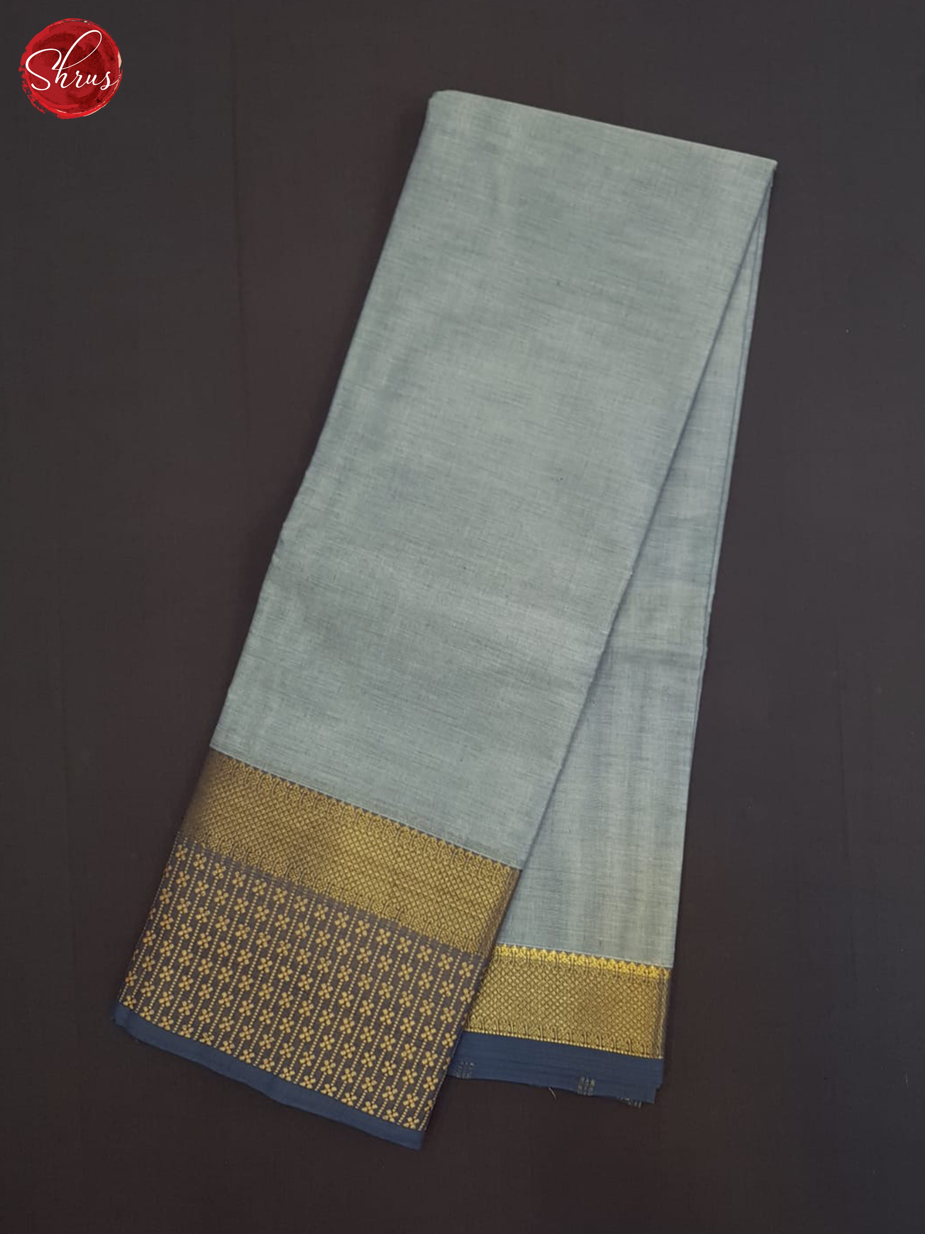 Bluish Grey & Blue -Chettinad Cotton Saree - Shop on ShrusEternity.com