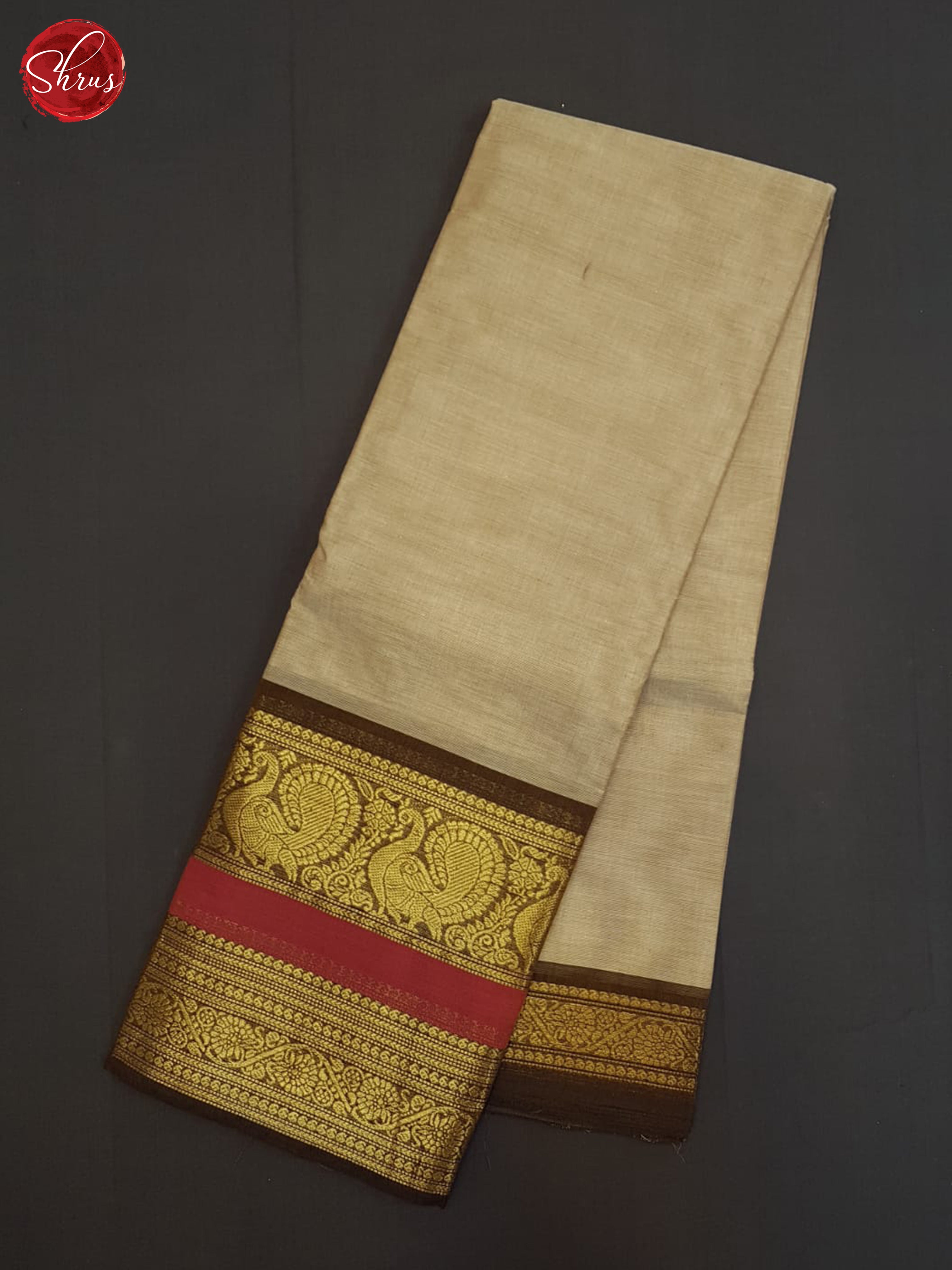 Beige And Brown- Chettinad Cotton Saree - Shop on ShrusEternity.com