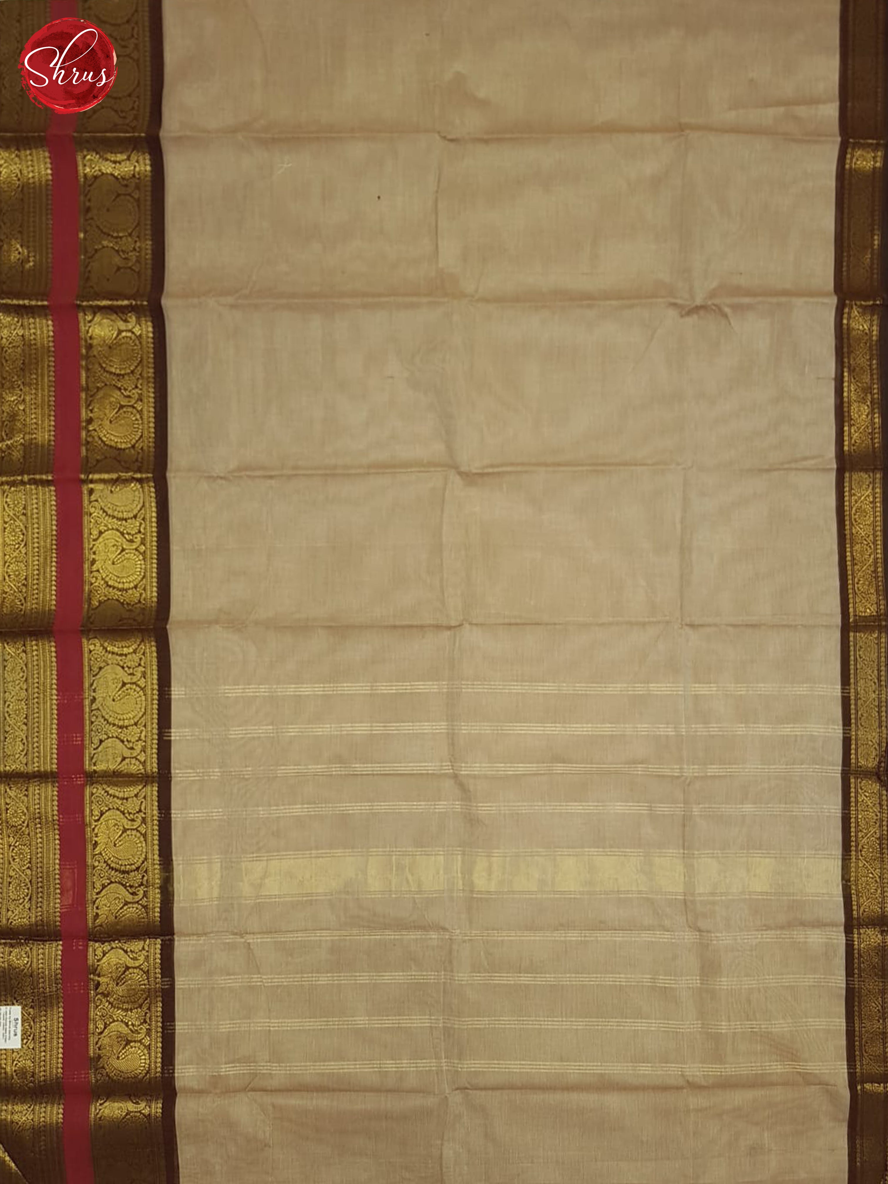 Beige And Brown- Chettinad Cotton Saree - Shop on ShrusEternity.com