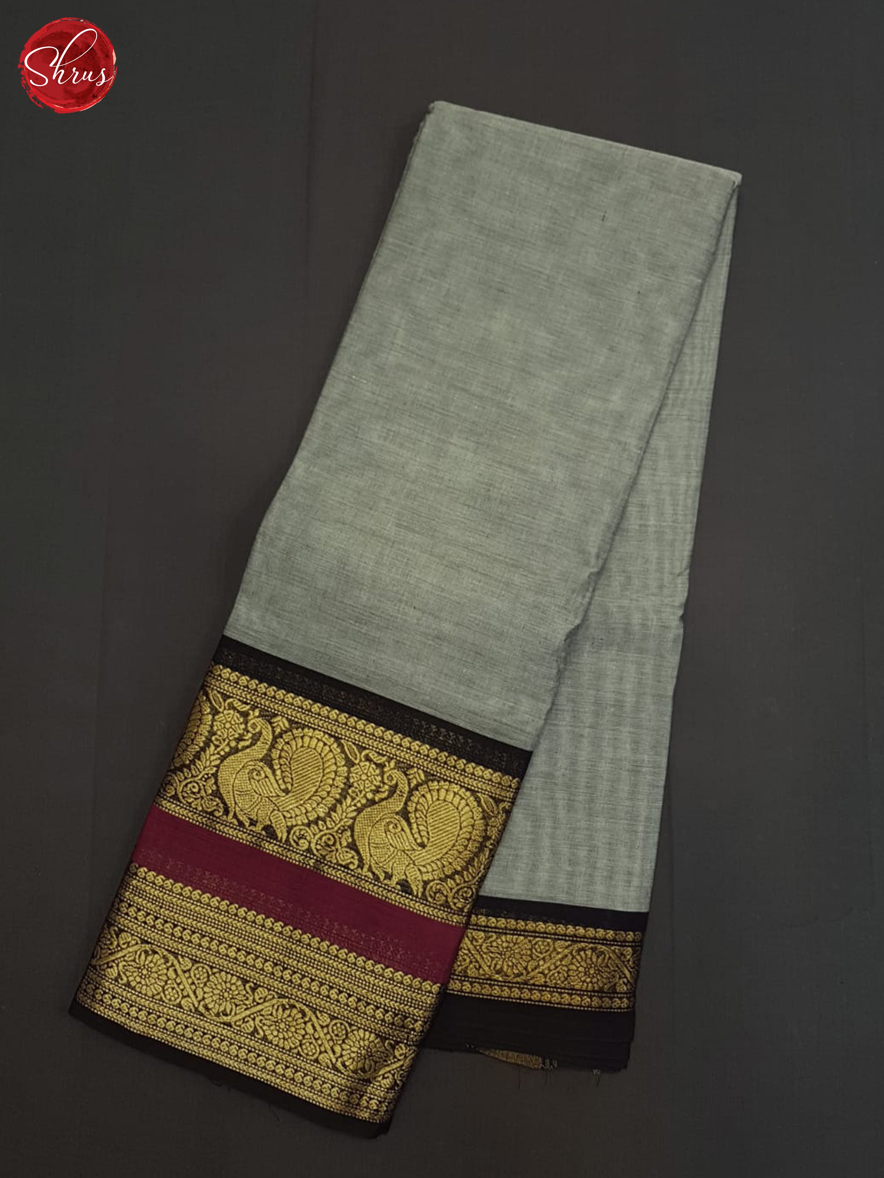 Grey And Black- Chettinad Cotton Saree - Shop on ShrusEternity.com