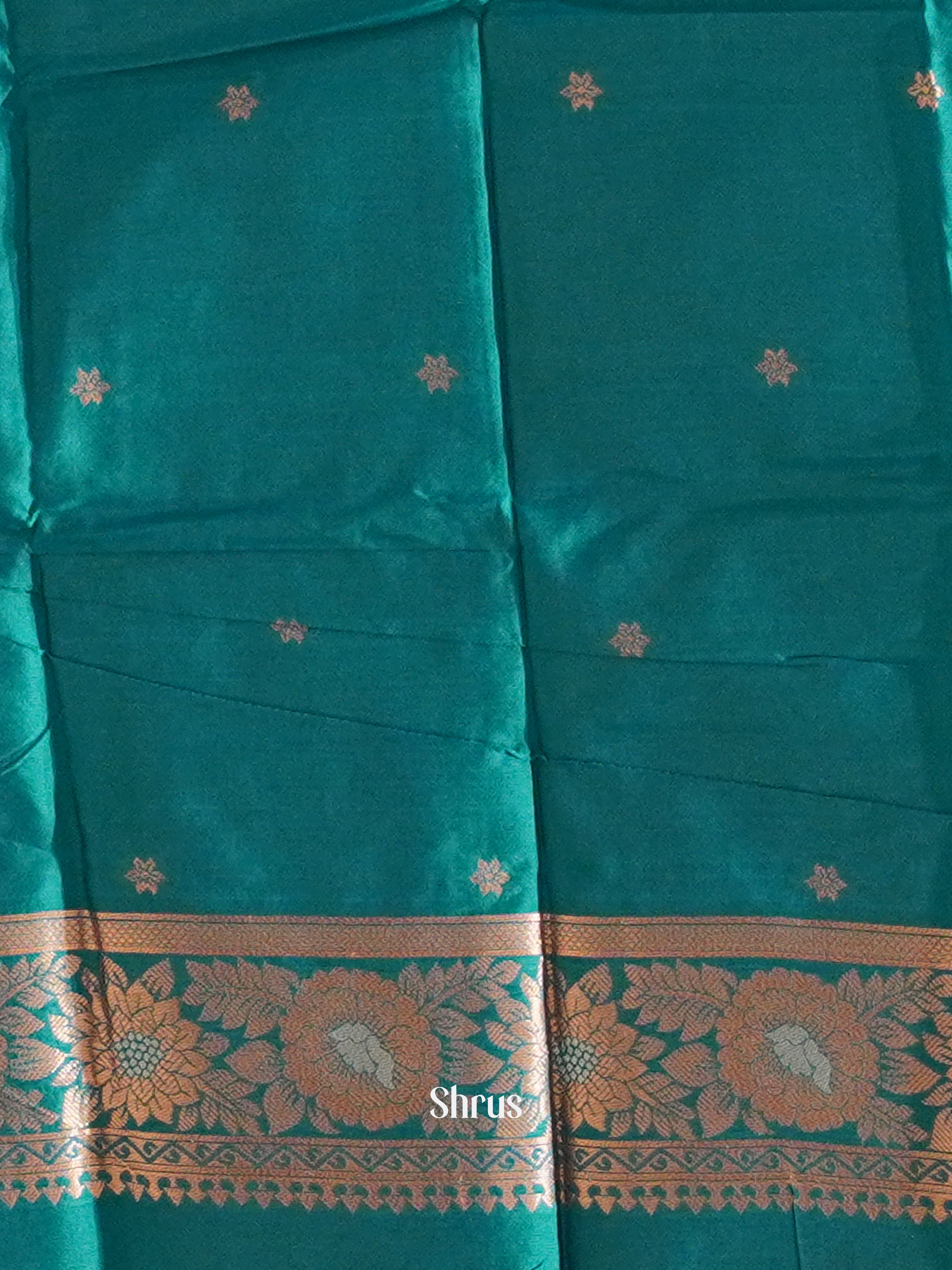 Pink And peacock Green-Semi soft silk saree