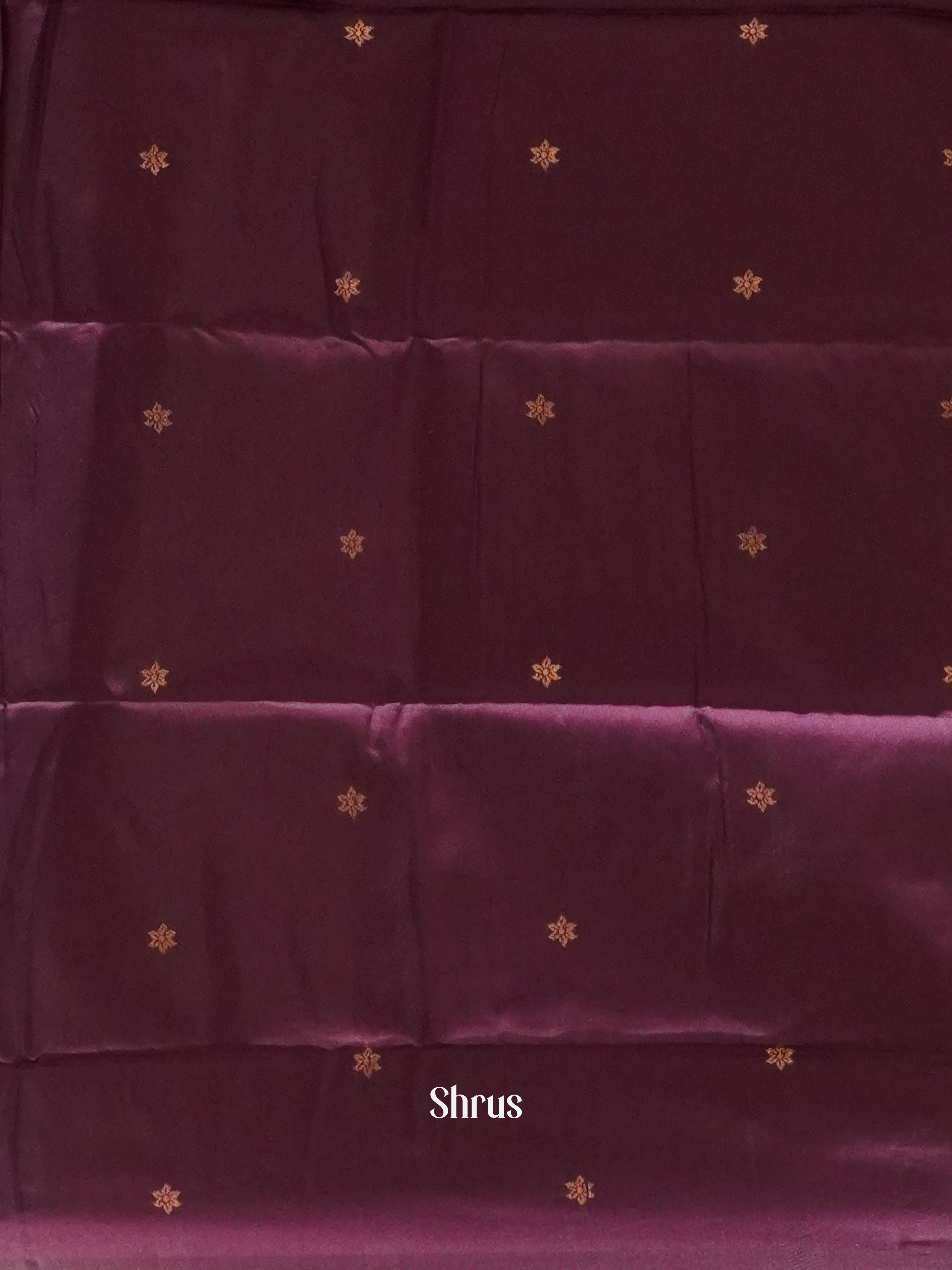 Blue And Wine- Semi soft silk saree