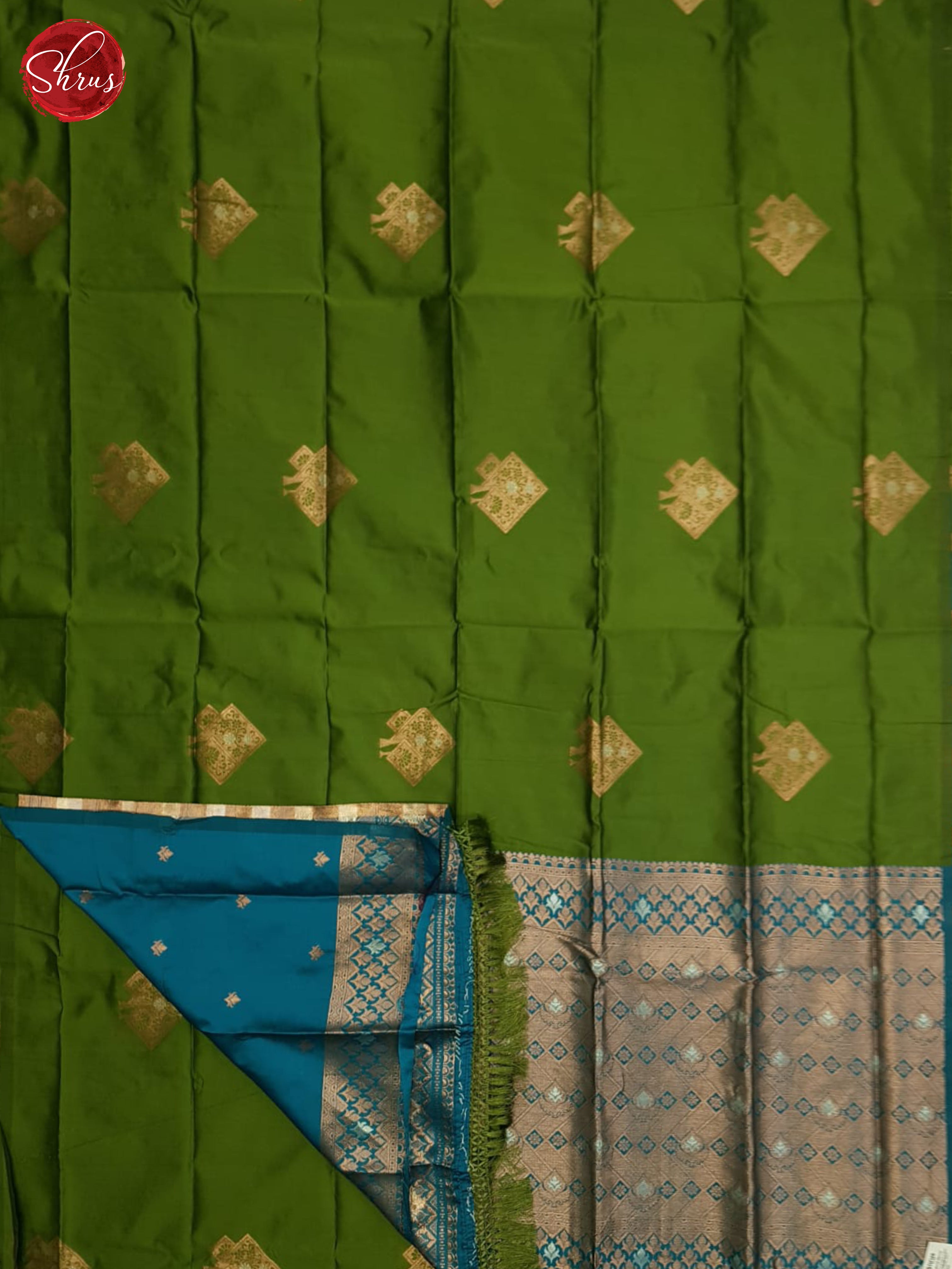 Green And Blue-Semi soft silk saree - Shop on ShrusEternity.com