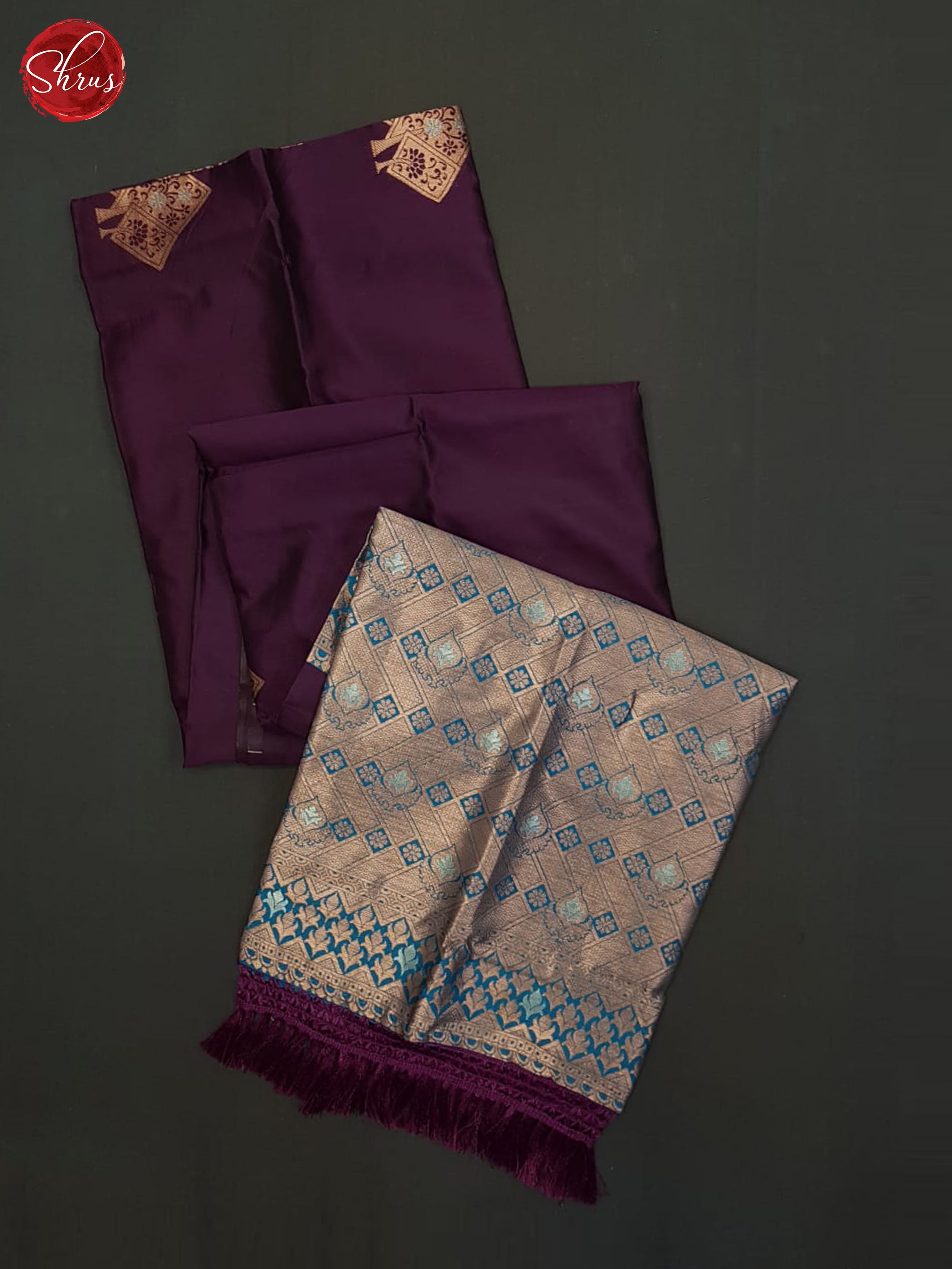 Wine And Blue-Semi soft silk saree - Shop on ShrusEternity.com