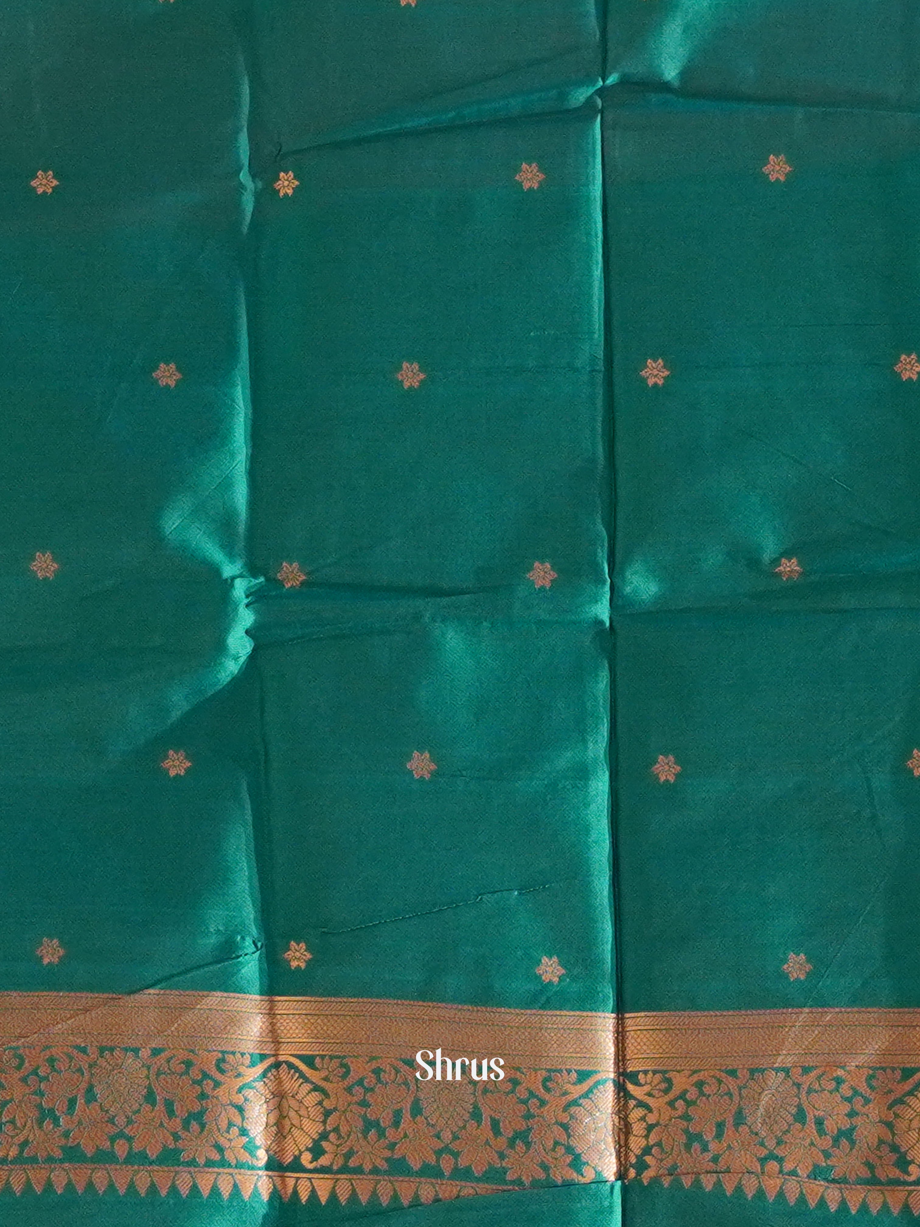 Pink And Peacock Green-Semi soft silk saree