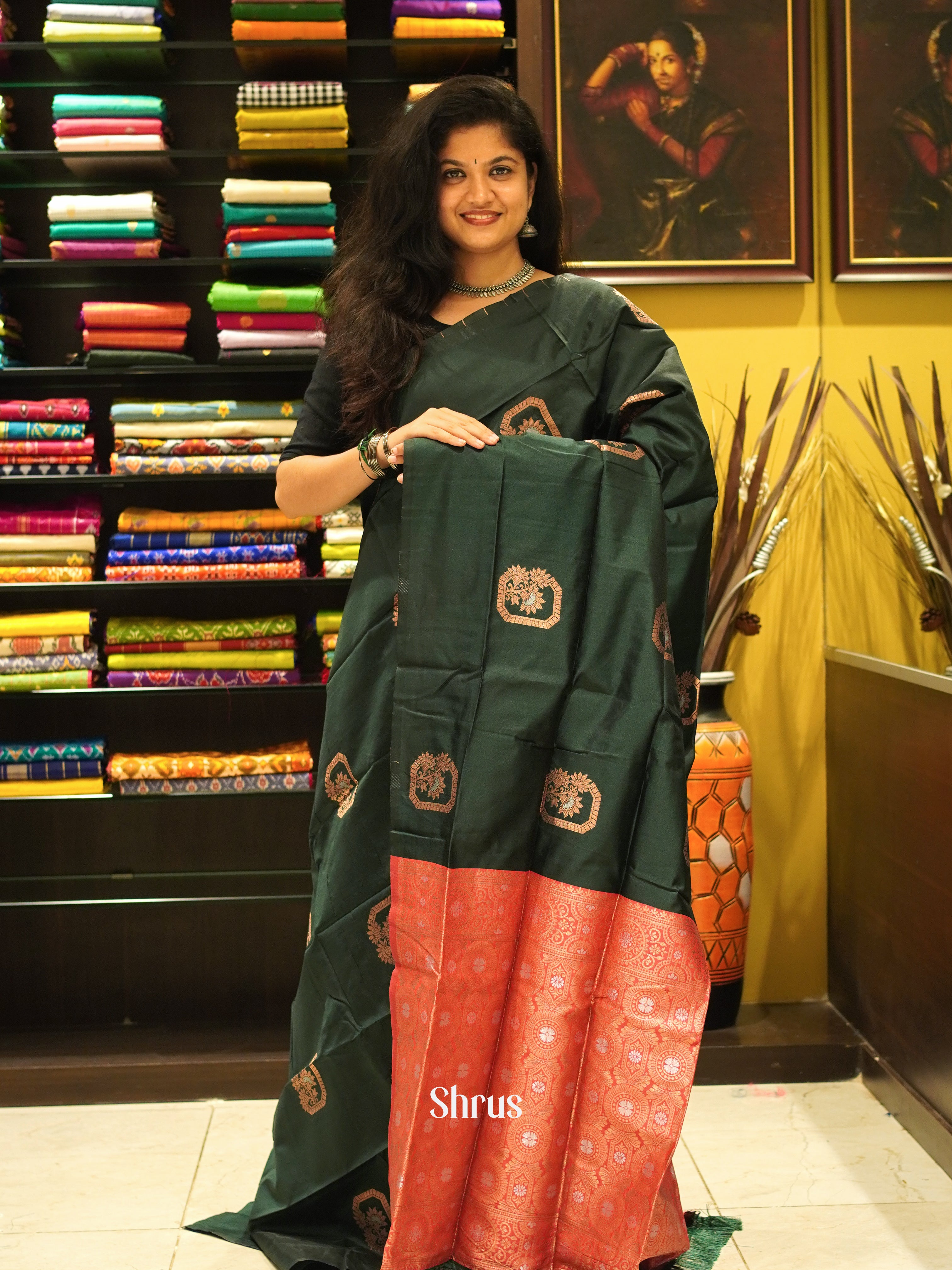 Green And Pink-Semi soft silk saree