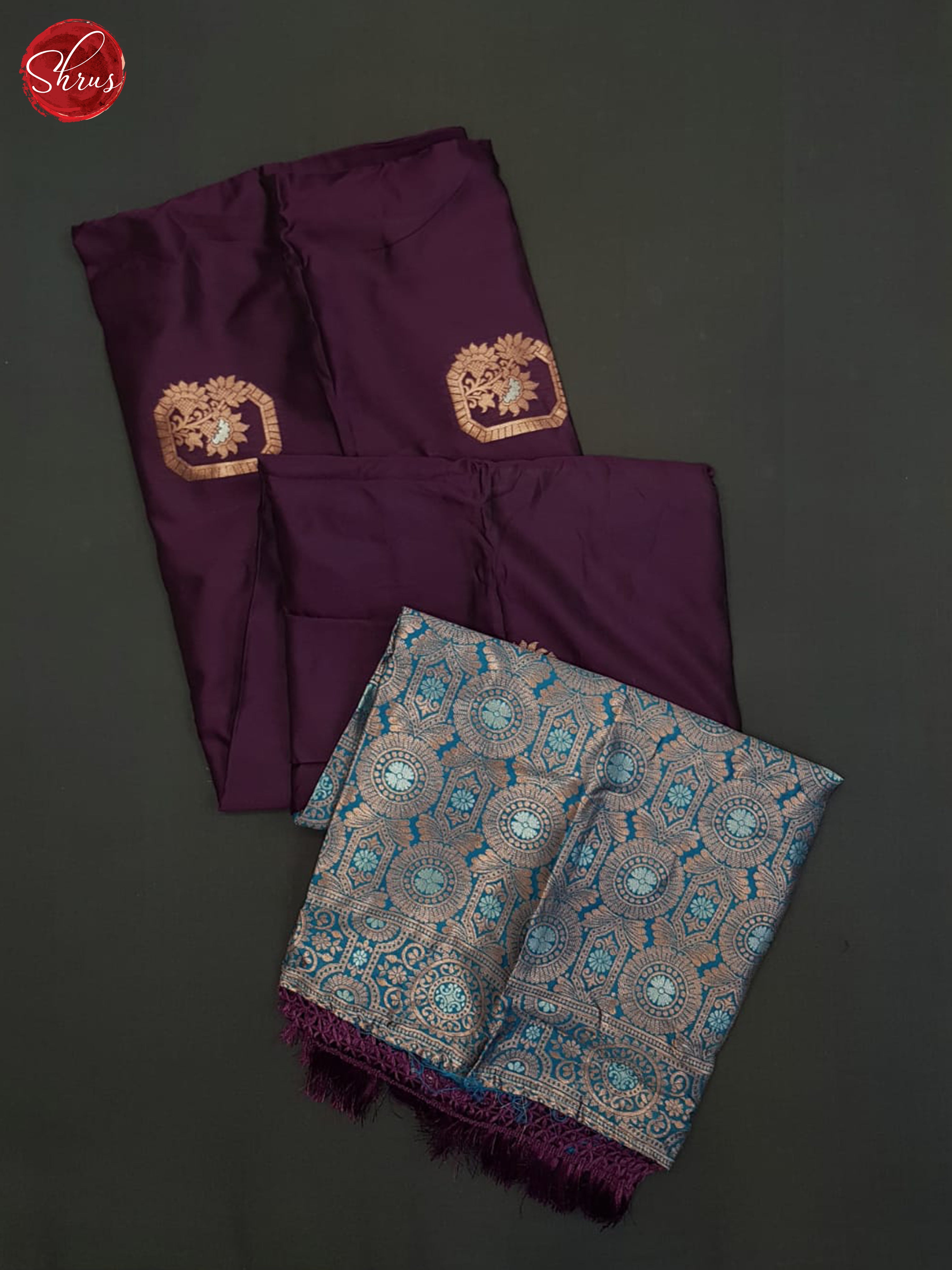 Wine And Blue-Semi soft silk saree - Shop on ShrusEternity.com