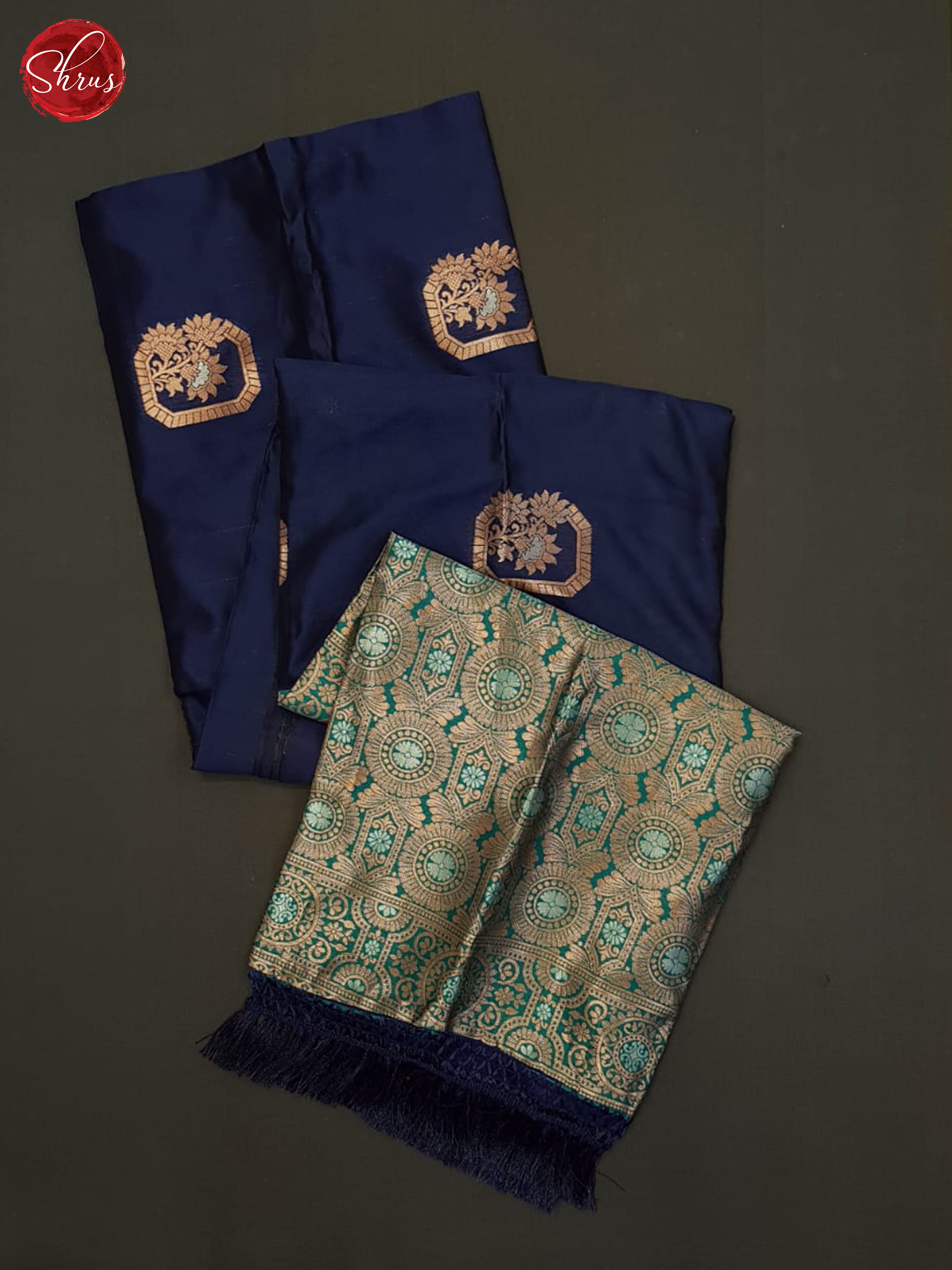 Blue And Peacock Green-semi soft silk saree - Shop on ShrusEternity.com