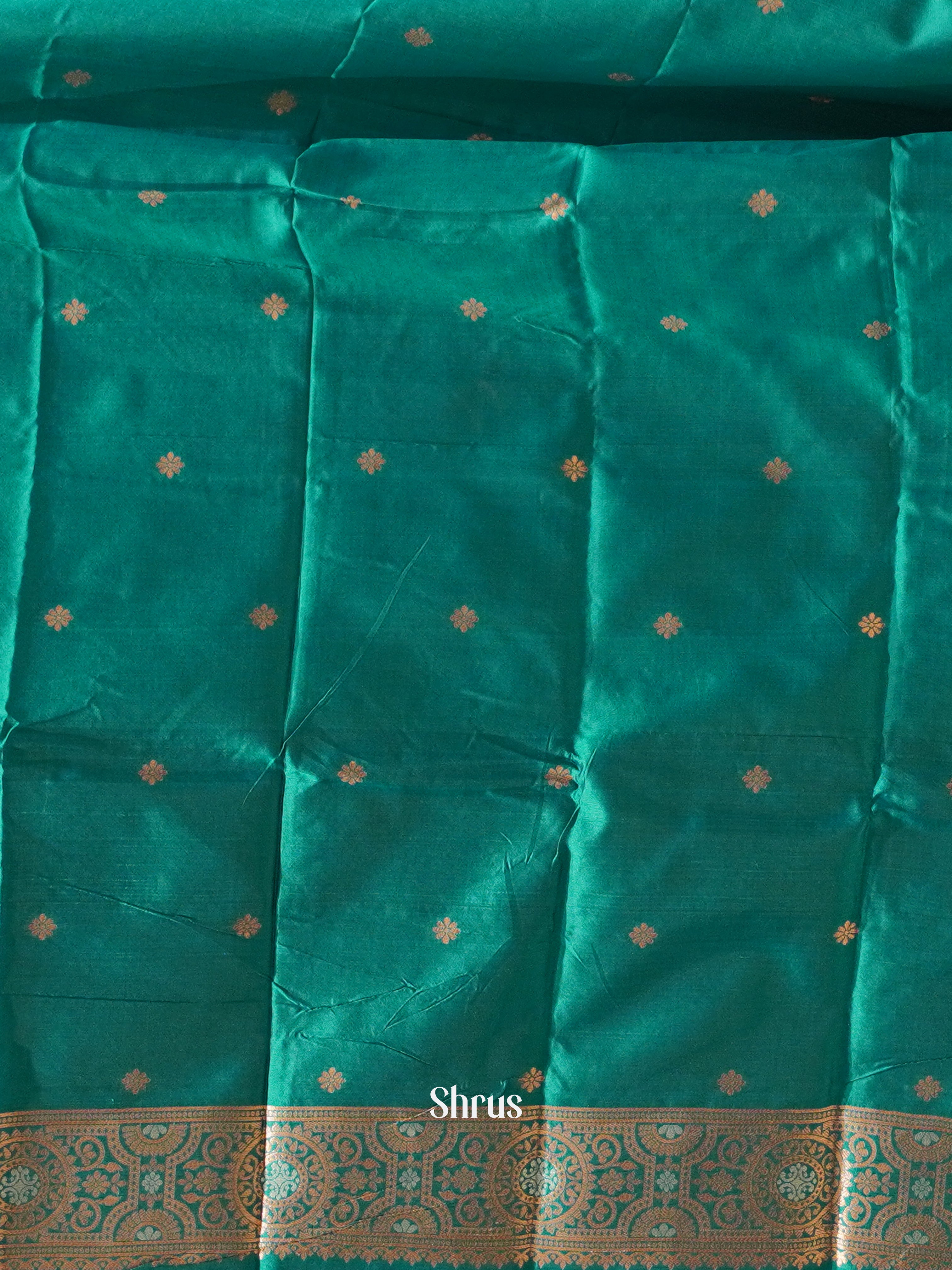 Blue And Peacock Green-semi soft silk saree