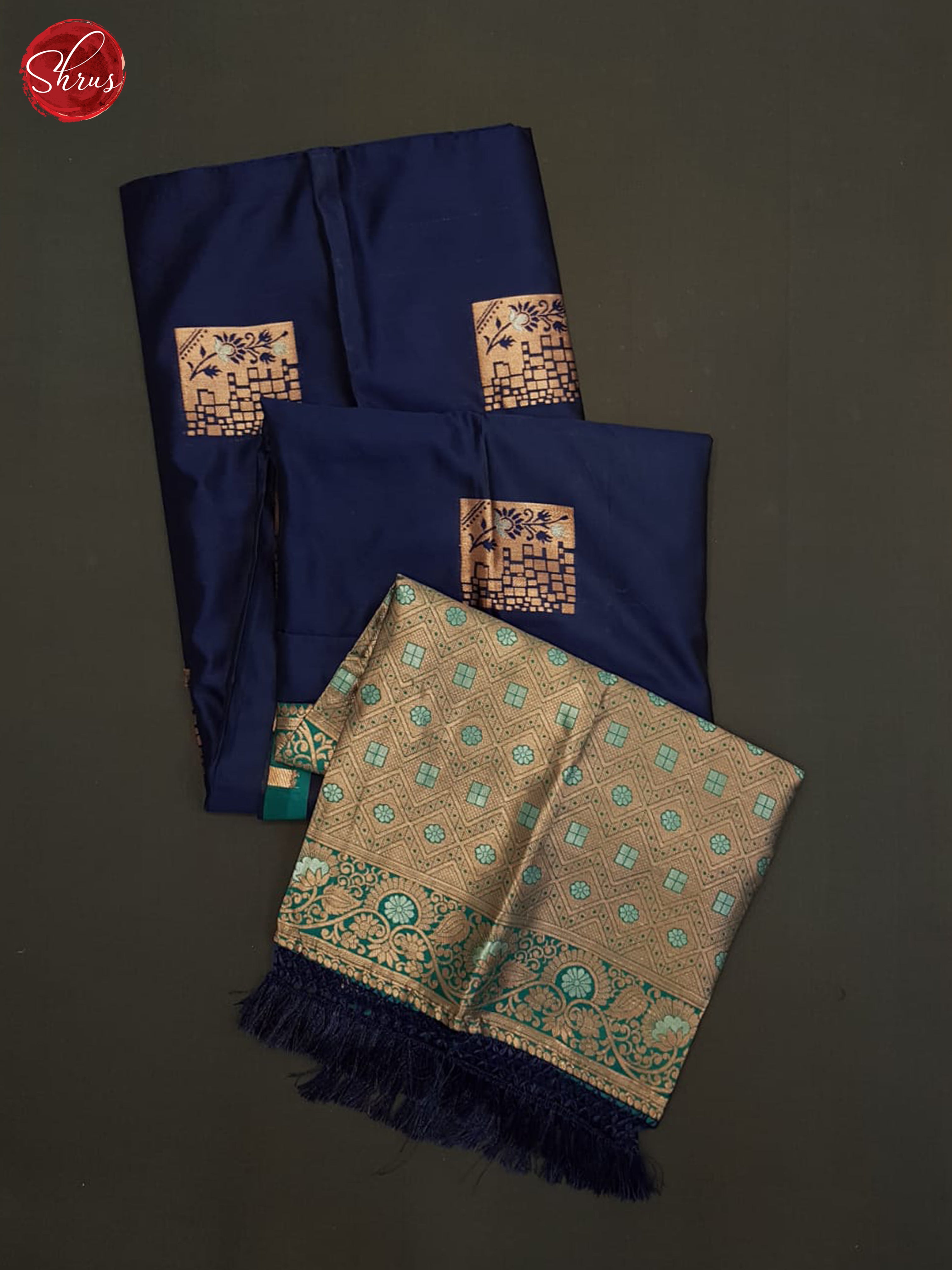 Blue And Peacock Green-Semi Soft silk saree - Shop on ShrusEternity.com