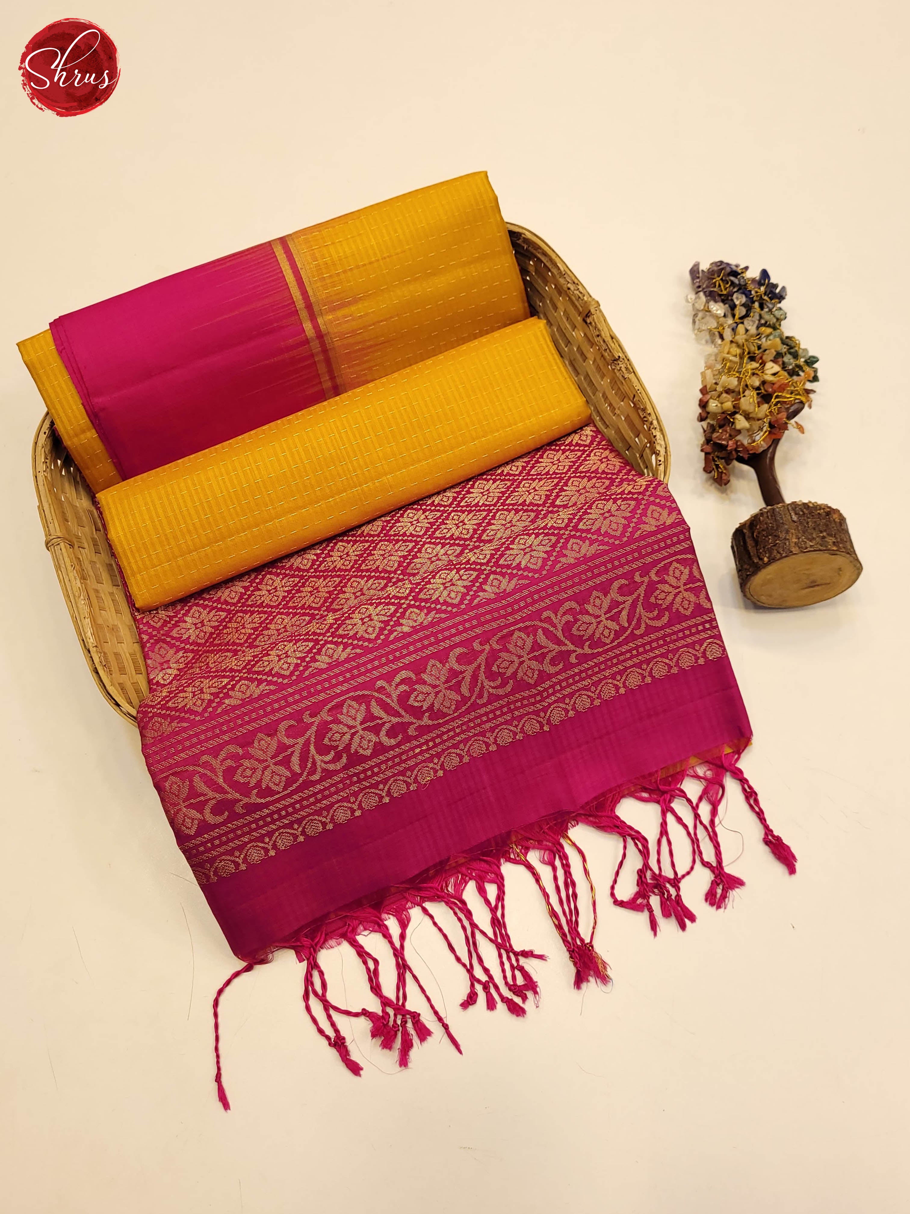 mustrard and pink- Soft Silk Saree - Shop on ShrusEternity.com