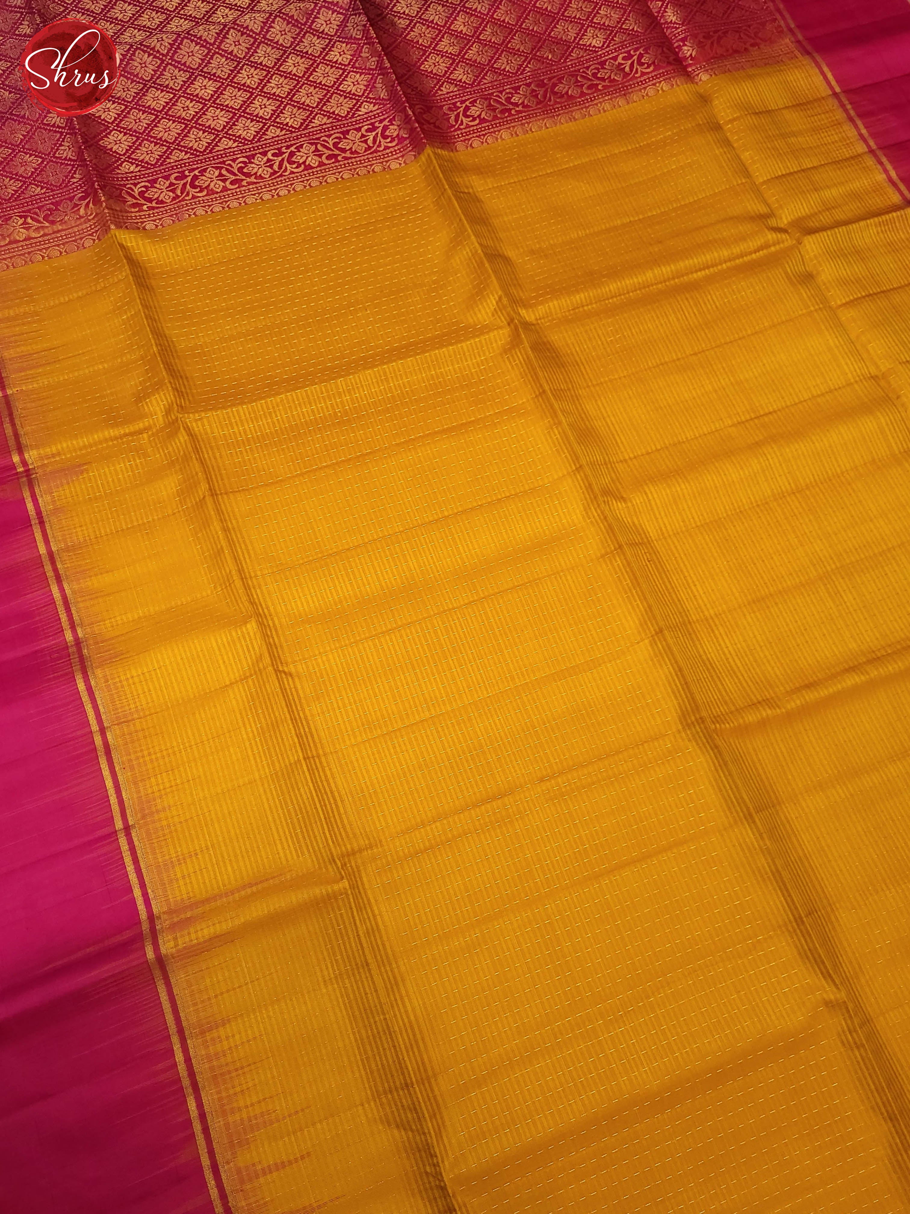 mustrard and pink- Soft Silk Saree - Shop on ShrusEternity.com