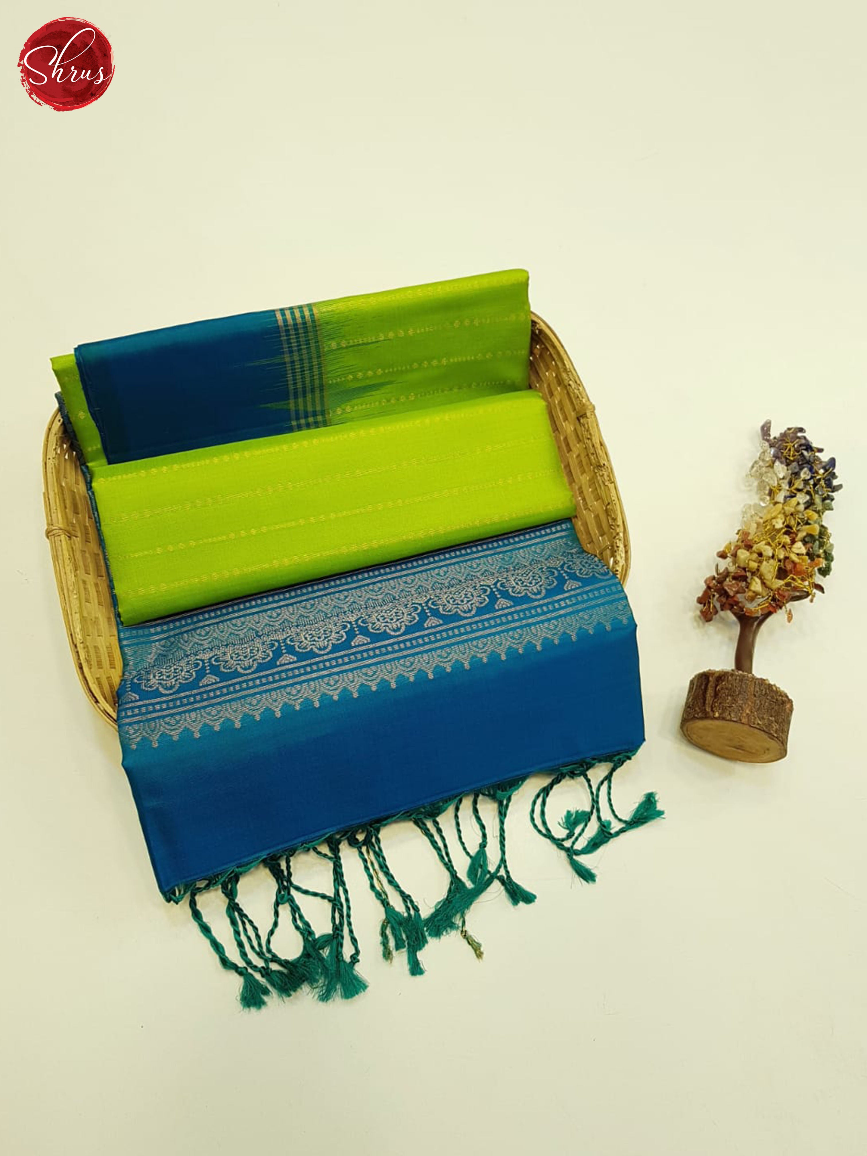 Green And Blue-Soft Silk Saree - Shop on ShrusEternity.com