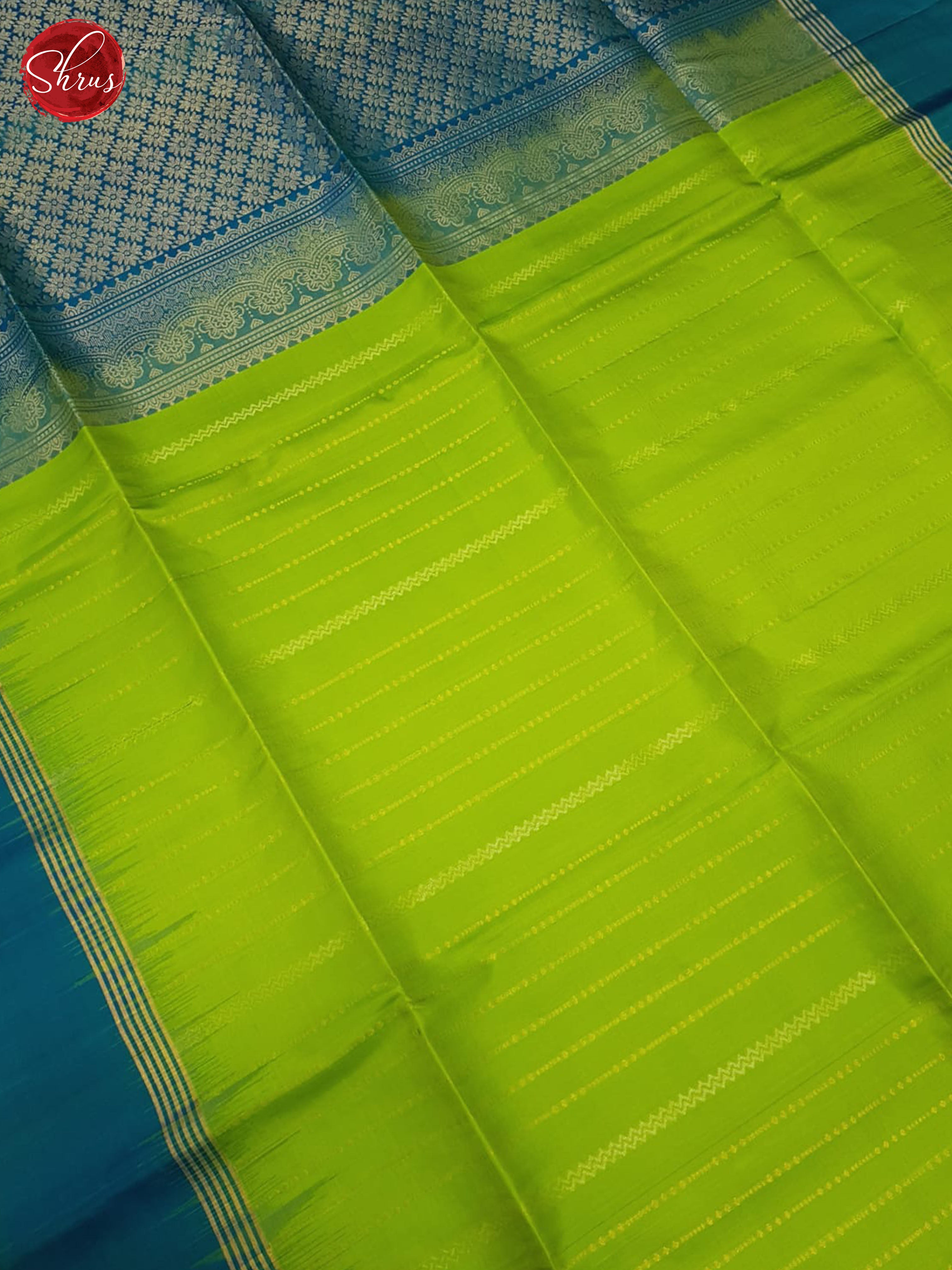 Green And Blue-Soft Silk Saree - Shop on ShrusEternity.com