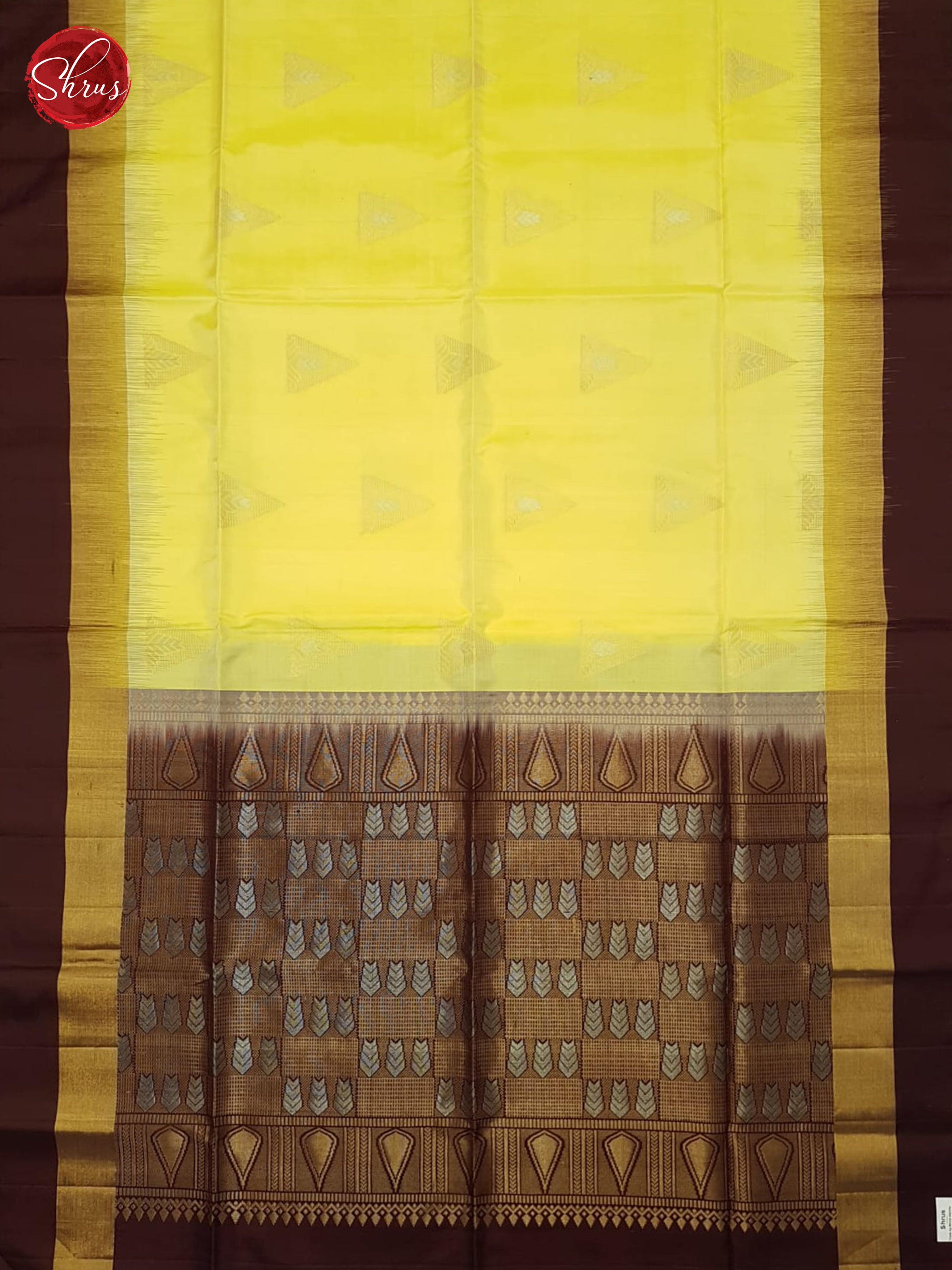 Yellow And Brown- Soft Silk Saree - Shop on ShrusEternity.com