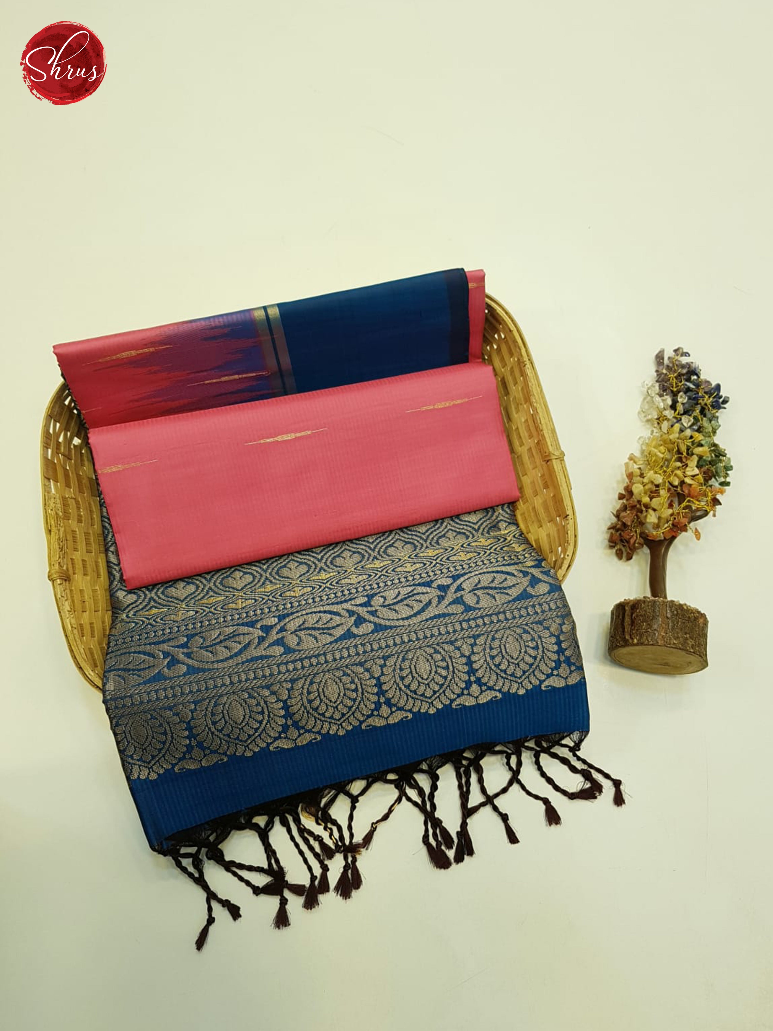 Pink And Blue-soft silk saree - Shop on ShrusEternity.com