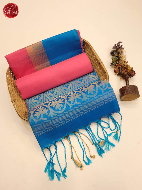 Pink and Blue- Soft Silk Saree - Shop on ShrusEternity.com