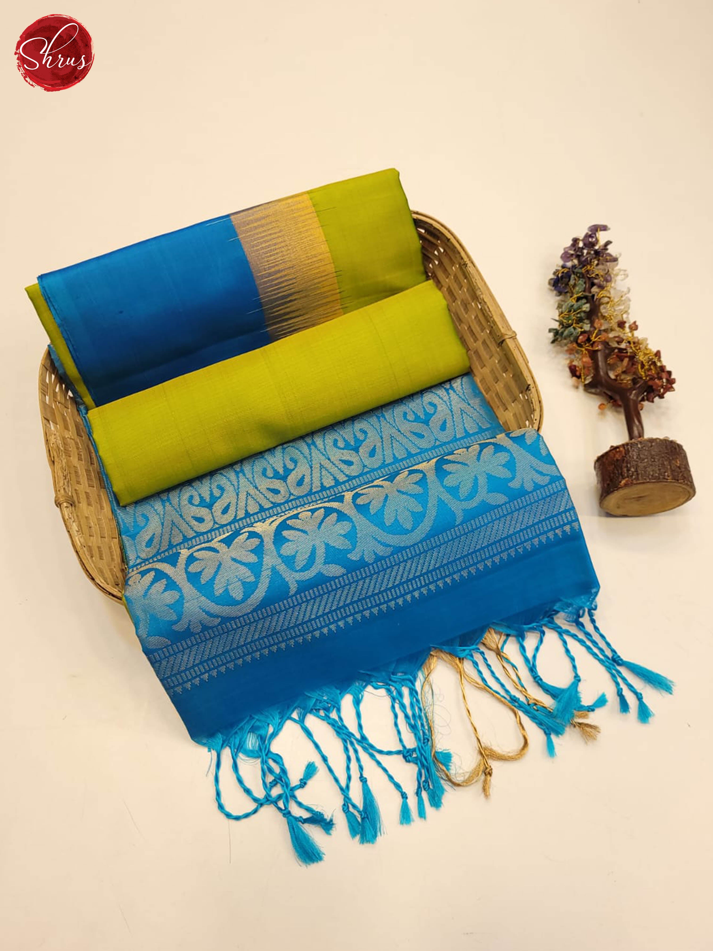 Green and Blue- Soft Silk Saree - Shop on ShrusEternity.com