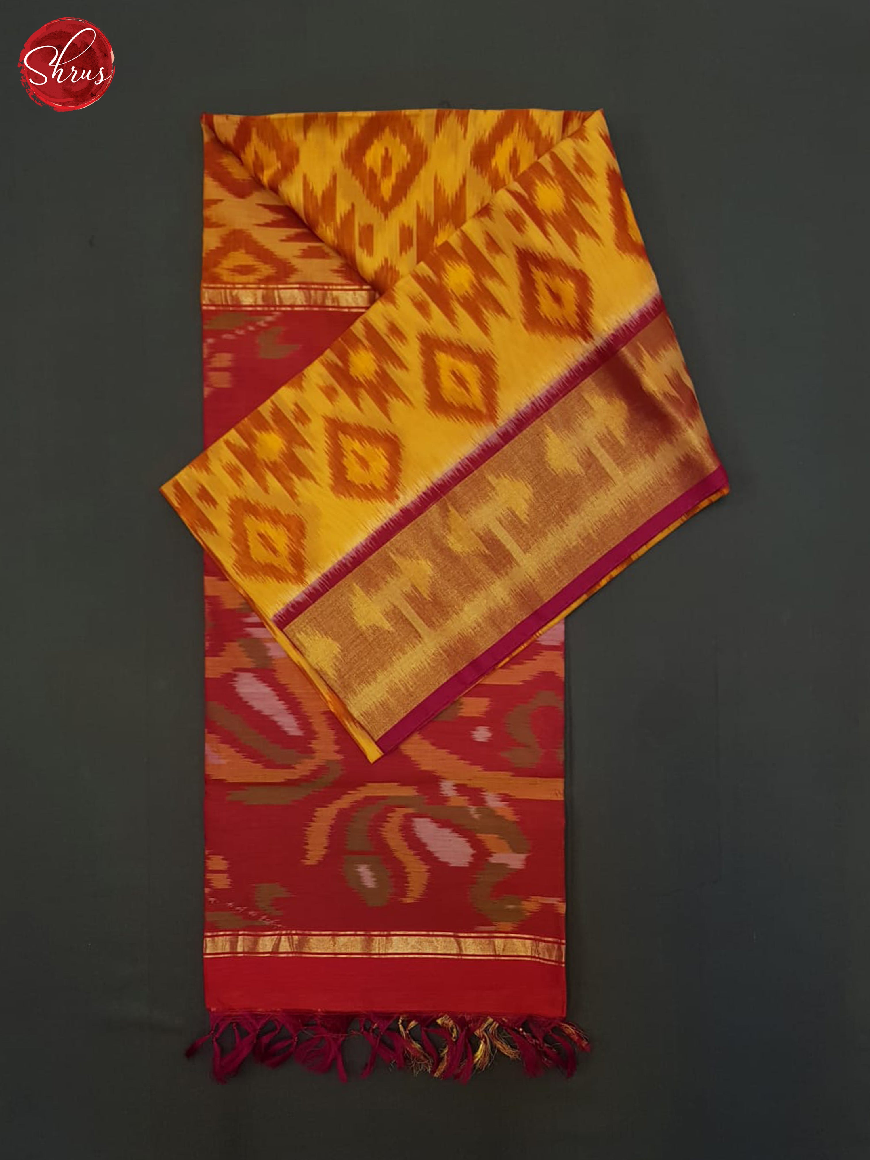 Yellow And Red- Pochampally Silk Cotton Saree - Shop on ShrusEternity.com