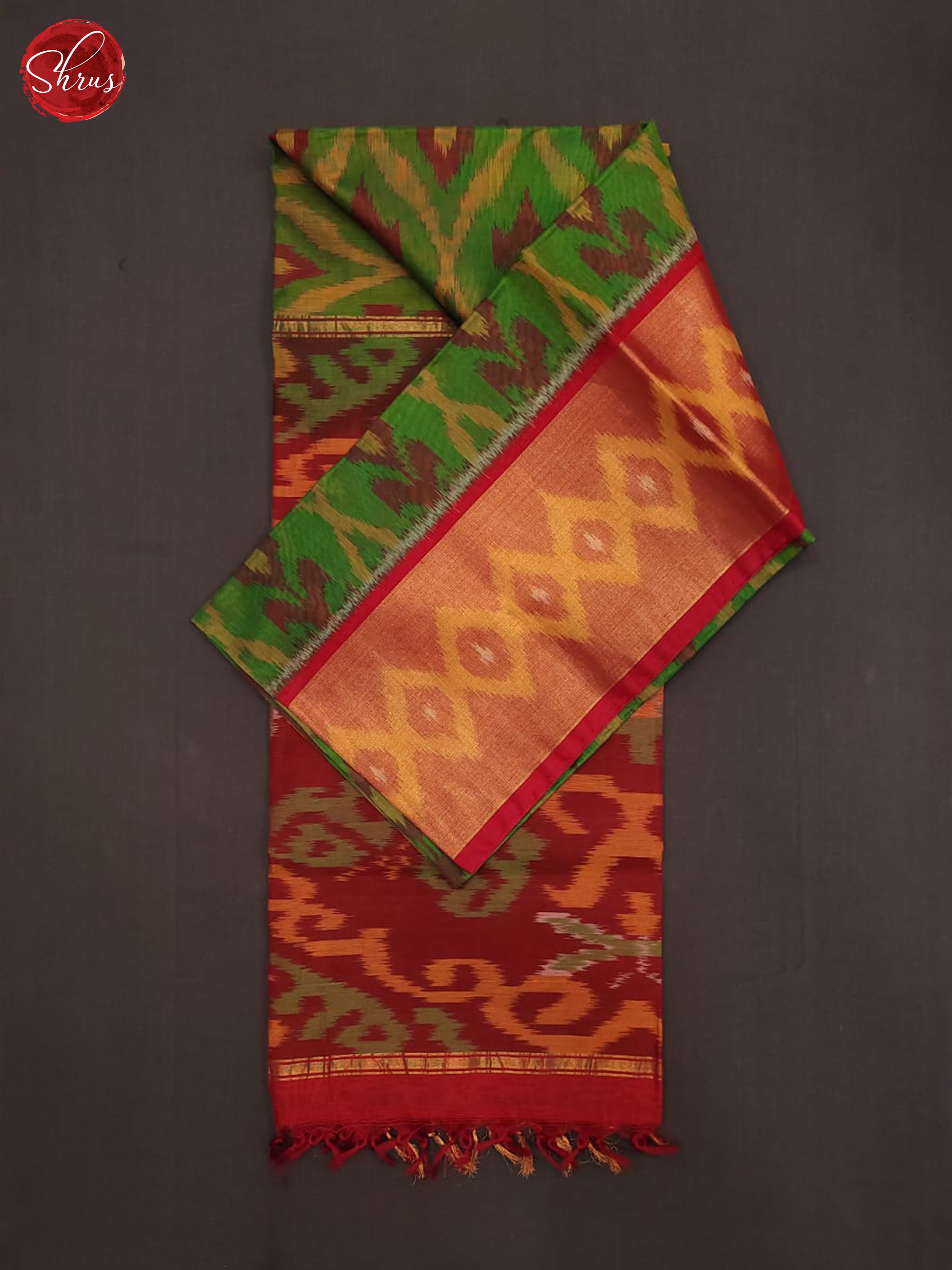 Green and Red-pochampally Silk Cotton Saree - Shop on ShrusEternity.com