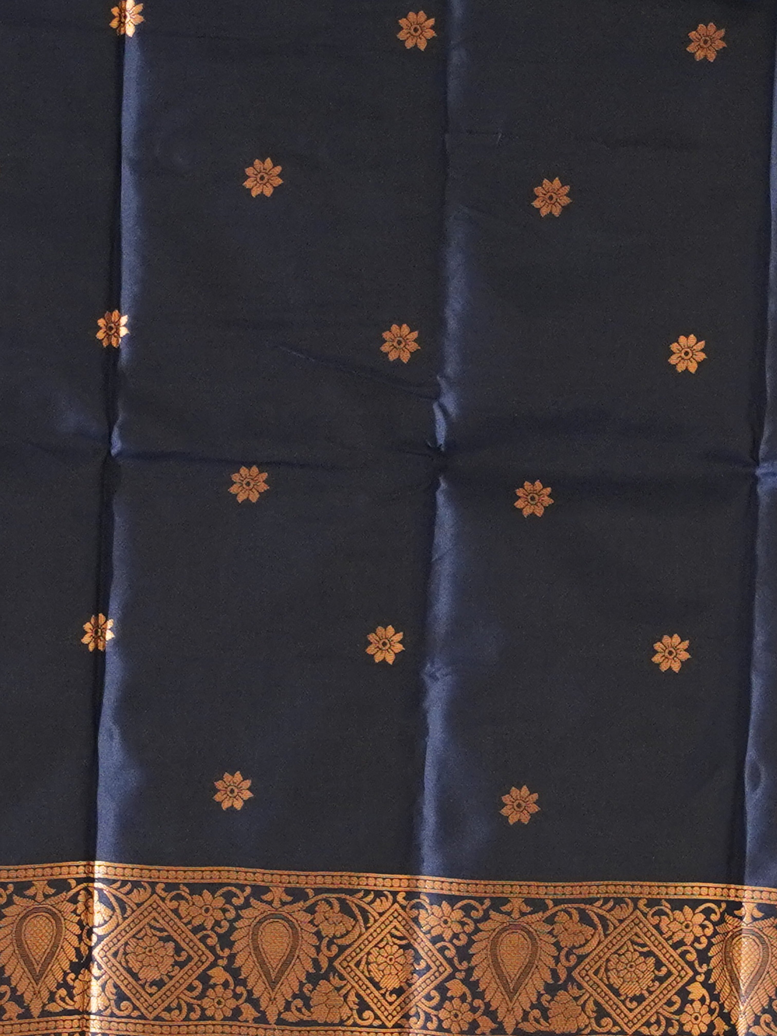 Green And Blue-Semi soft silk saree