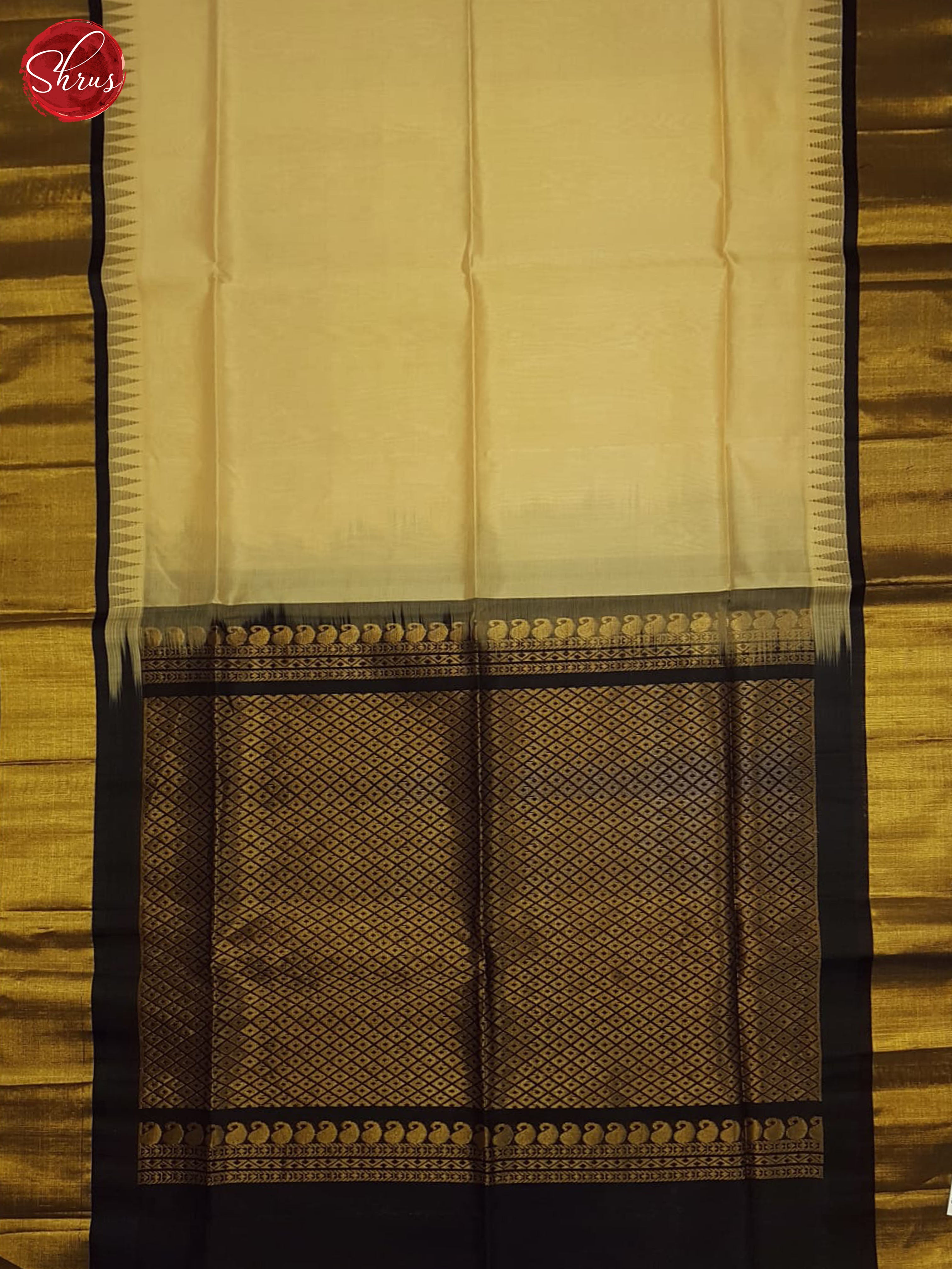 Beige And Black- silk cotton saree - Shop on ShrusEternity.com