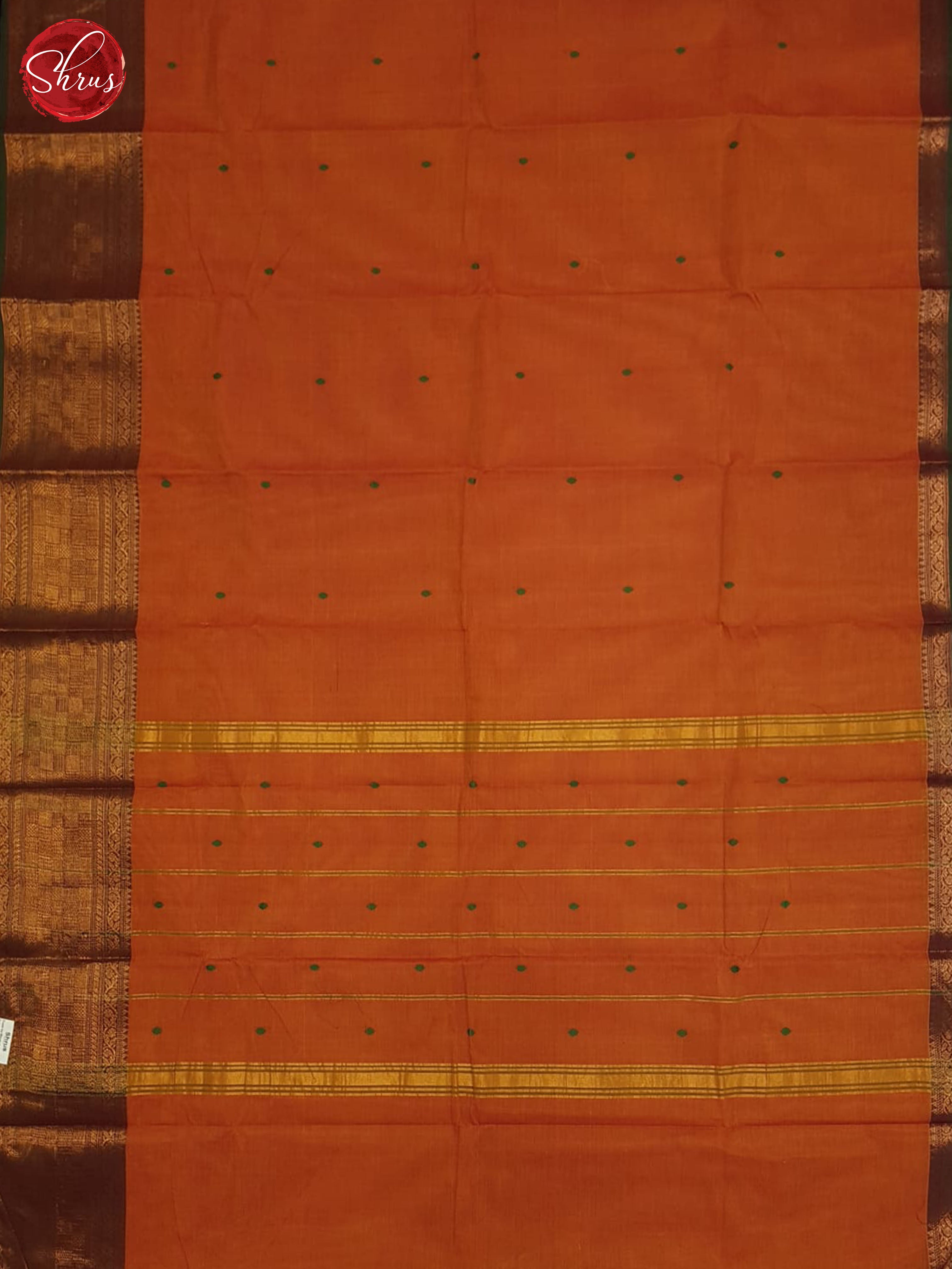 Orange And Green- Chettinad Cotton Saree - Shop on ShrusEternity.com