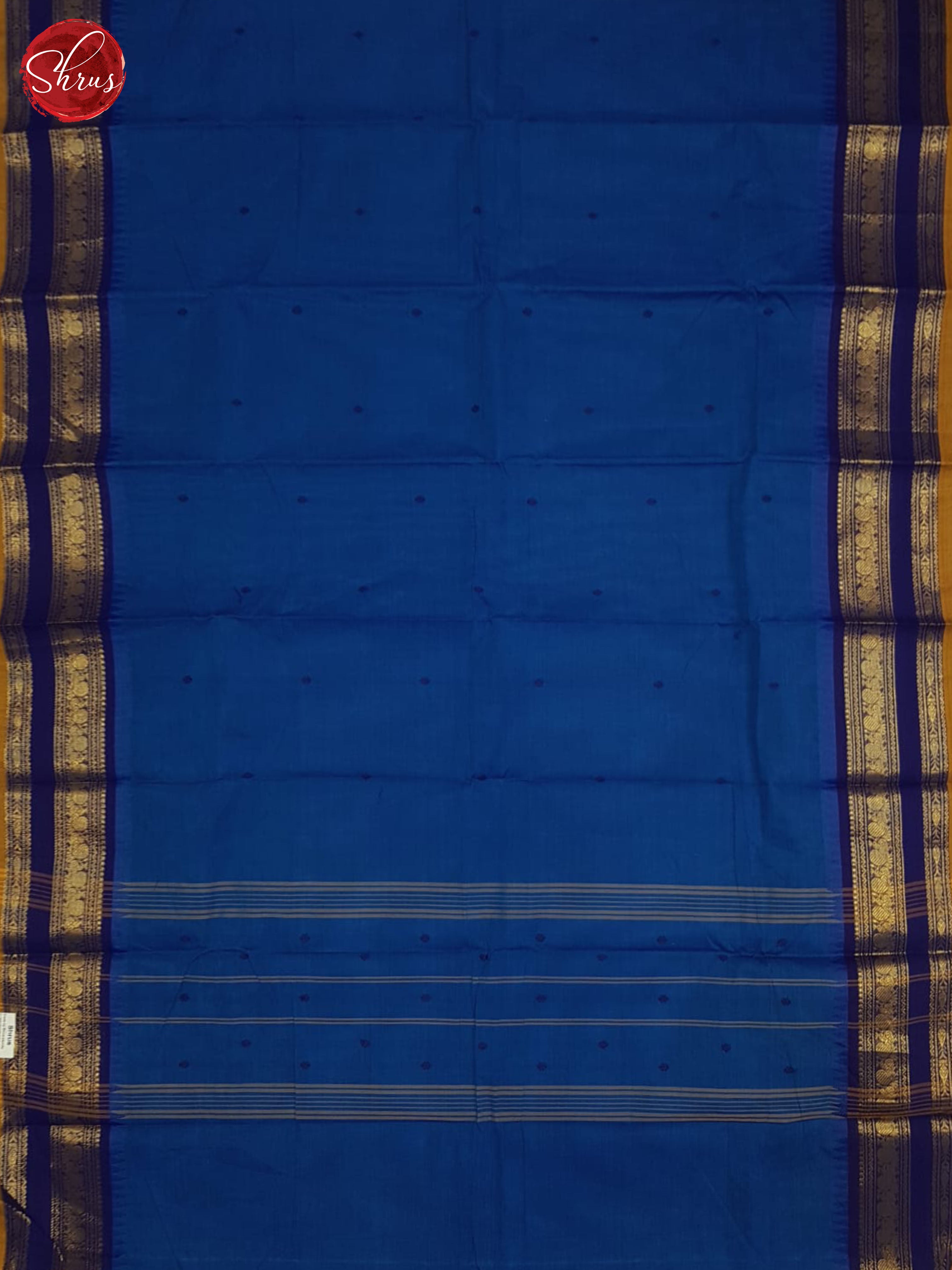 Blue and Mustard - Chettinad Cotton Saree - Shop on ShrusEternity.com