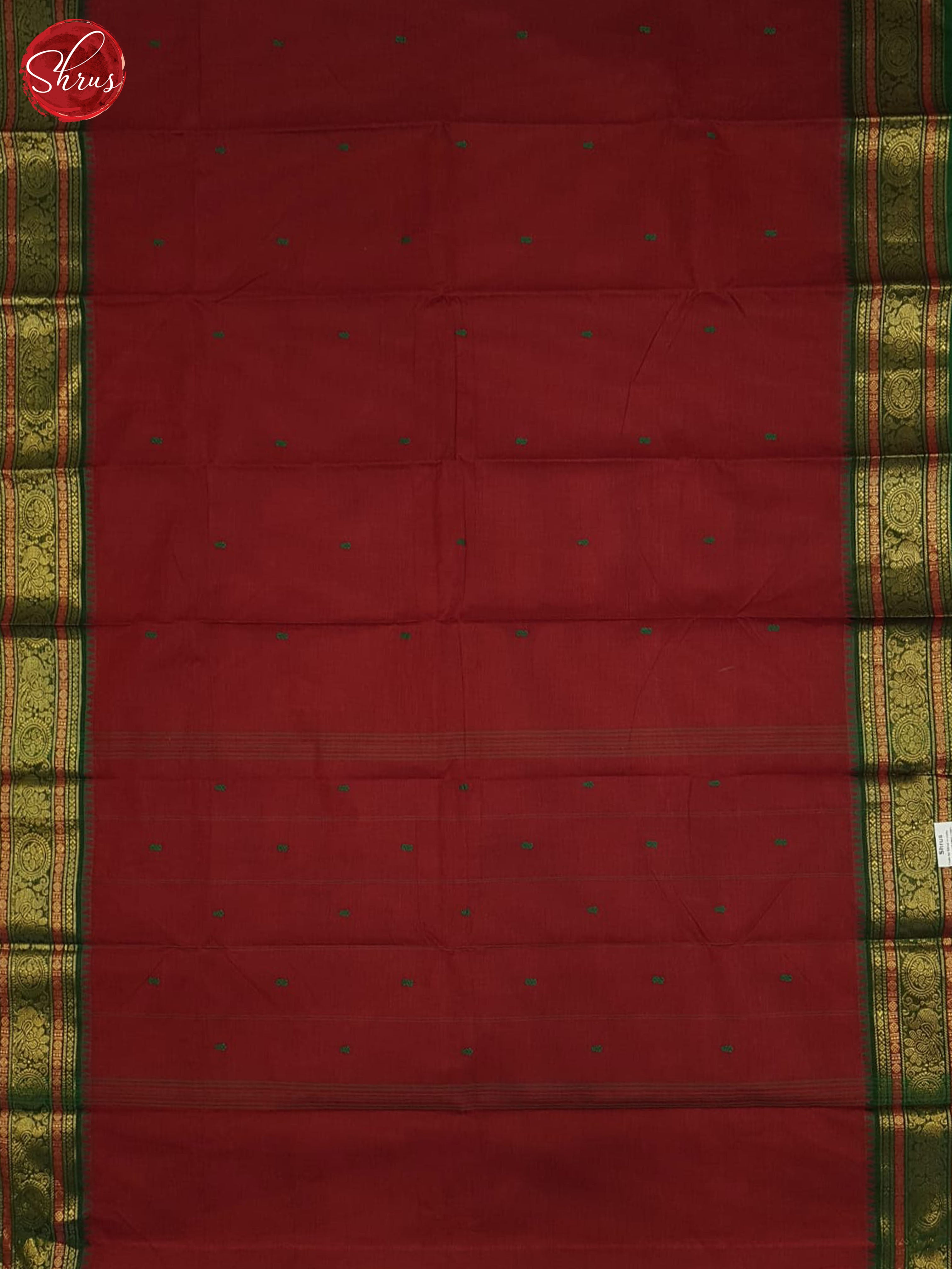 Red And Green- Chettinad Cotton Sareee - Shop on ShrusEternity.com