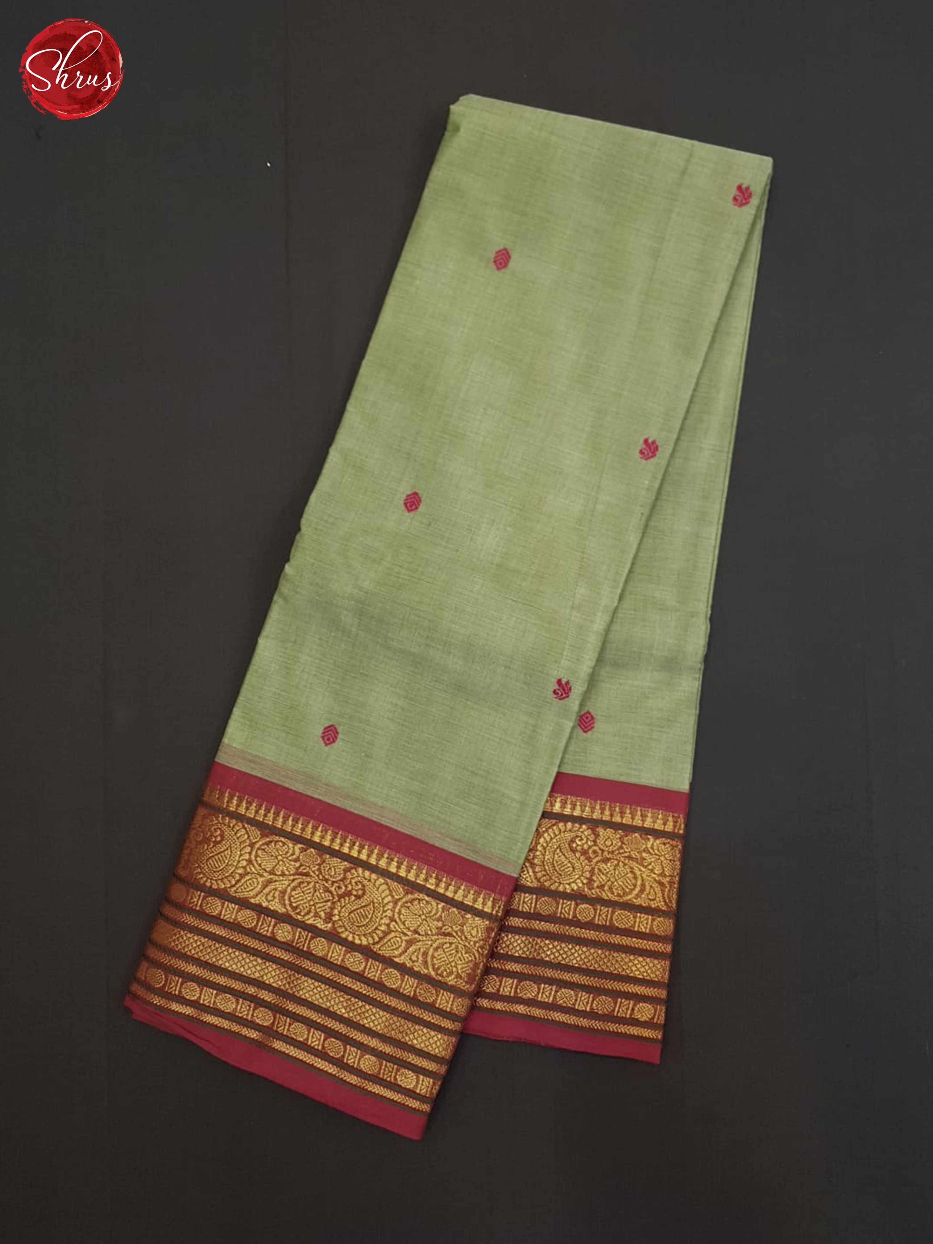 Light Greenish Grey and Pink - Chettinad Cotton saree - Shop on ShrusEternity.com